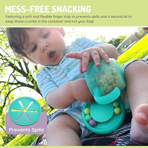 Miniatura 4 de melii Abacus - Contenedor de aperitivos para niños, niños pequeños y bebés, sin BPA, a prueba de derrames, con tapa suave para trampa para los