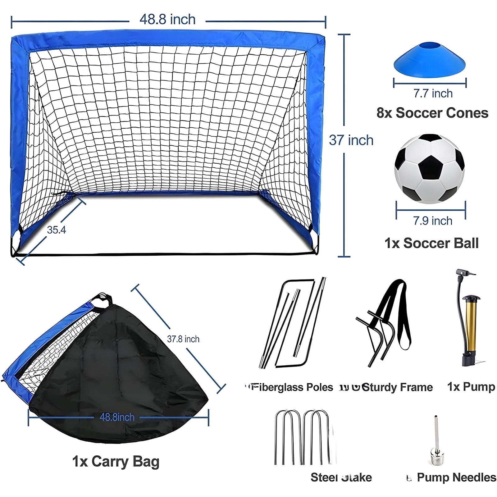 Juego de porterías de entrenamiento de fútbol plegable que incluye bolsa de transporte portátil y accesorios para adultos mejores jugadores de fútbol juveniles