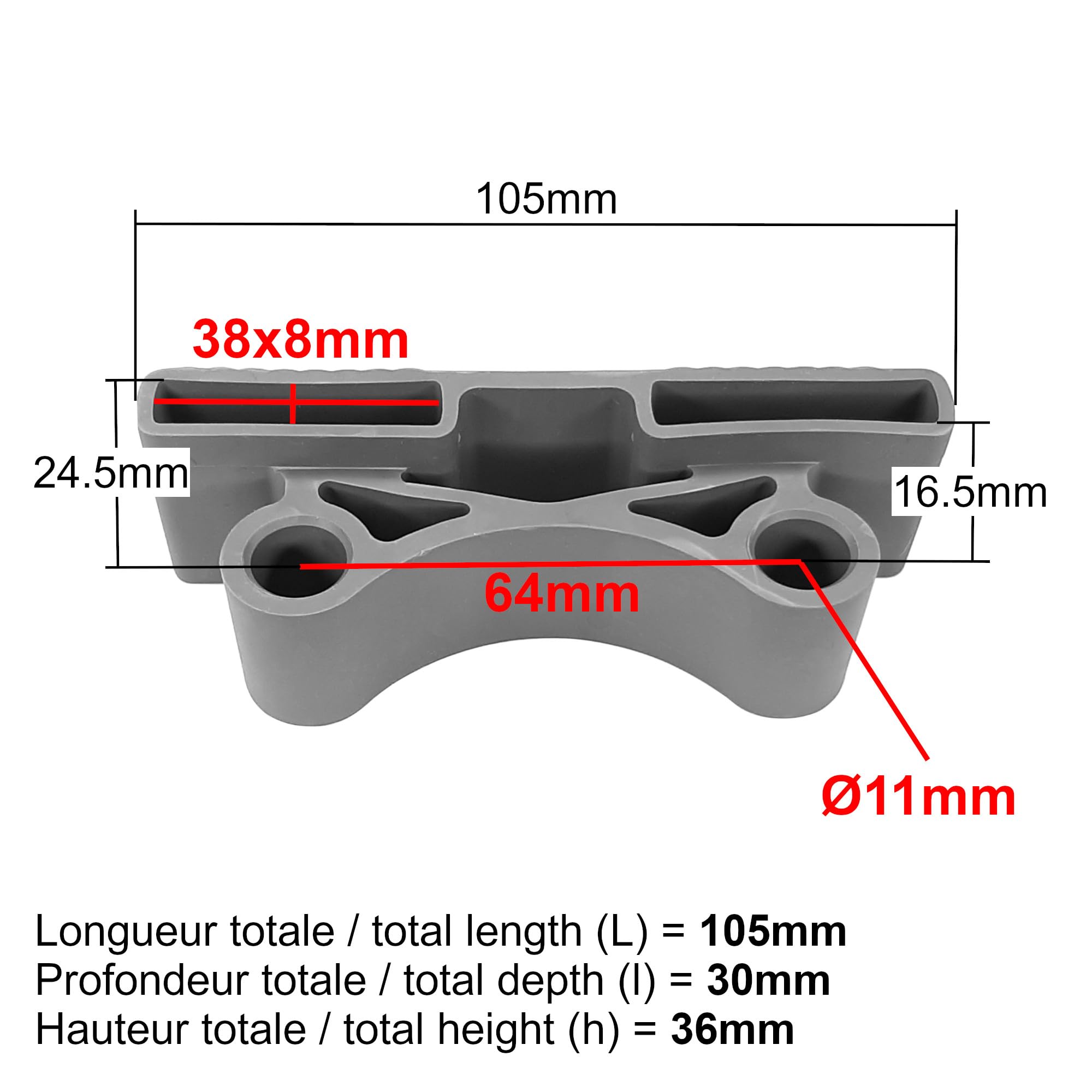 cyclingcolors 4x Supporto per Doghe 38mm + 4x bulloni perni inserto plastica 11mm Doppia Sospensione per Letto Flessibile Mobili