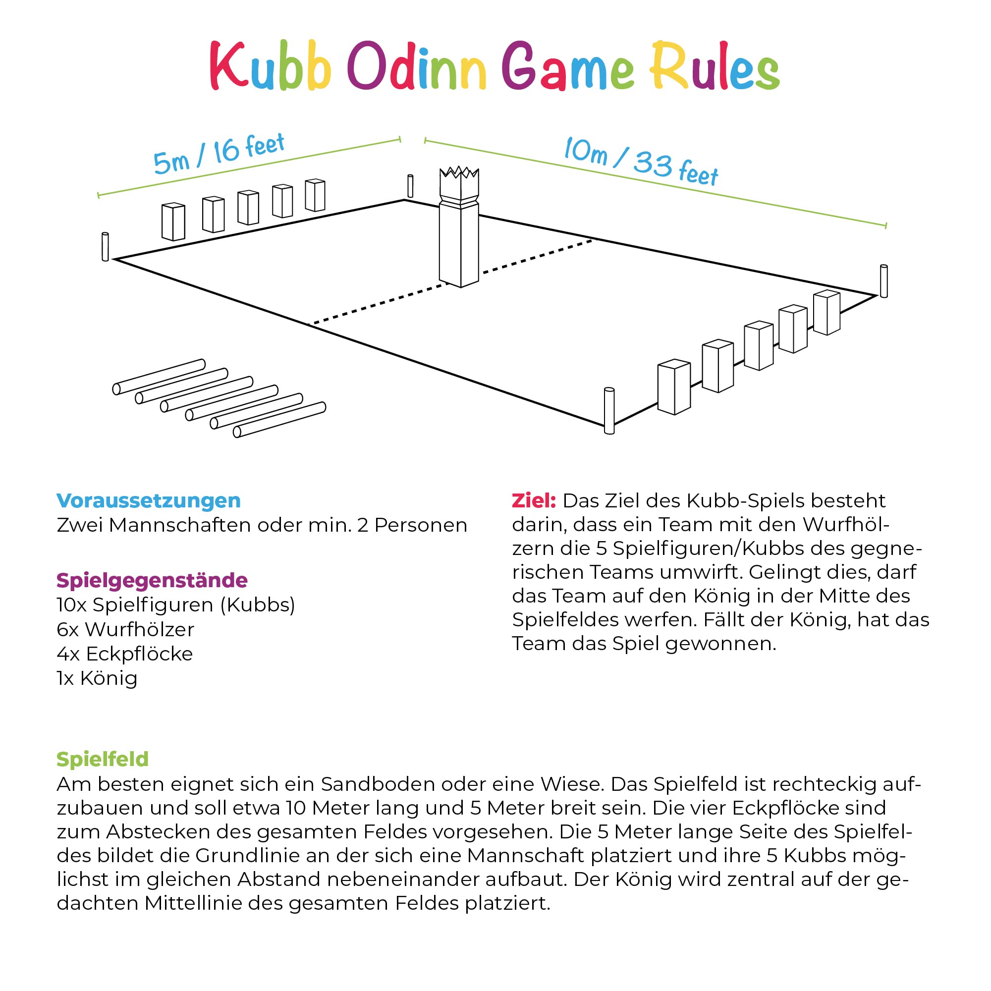 Kubb Wikinger Spiel Holz XXL - Toyfel Original Schwedenschach FSC® massives & schweres Buchenholz - Outdoor Spiele Wikinger Wurfspiel Bodenspiele Gartenspiele Spiele für draußen Holzspiel