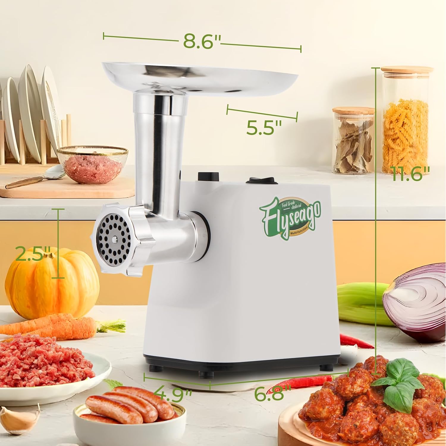 Meat Grinder Electric 9-In-1 Grinder 1700W For Meat with Attachments Sausage Maker, Kubbe Kit Stainless Steel Juicer, 3 Grinding Plates Meat Grinder for Home & Kitchen