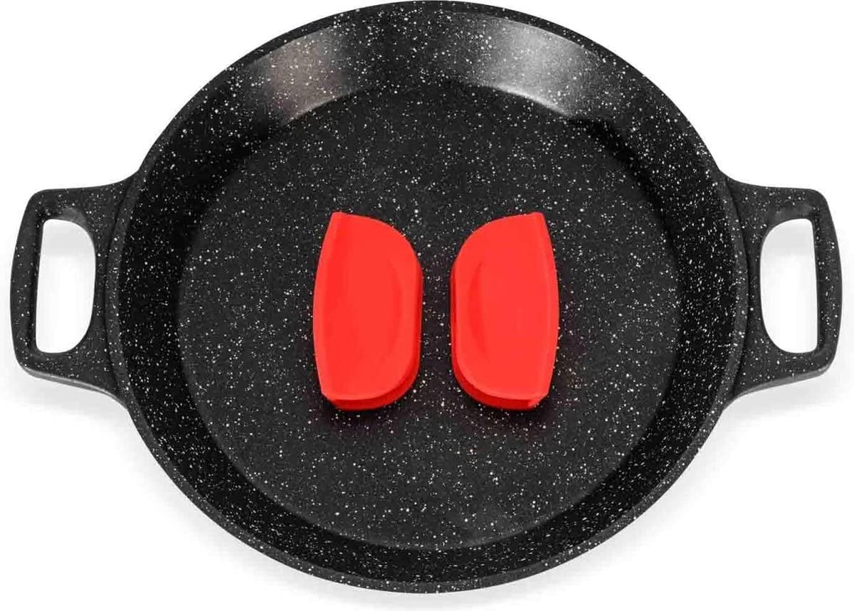 Patelnia Paella – niemiecka powłoka nieprzywierająca GREBLON powłoka marmurowa – 36 cm – do indukcji i wszystkich rodzajów ciepła – ze zdejmowanymi silikonowymi uchwytami.