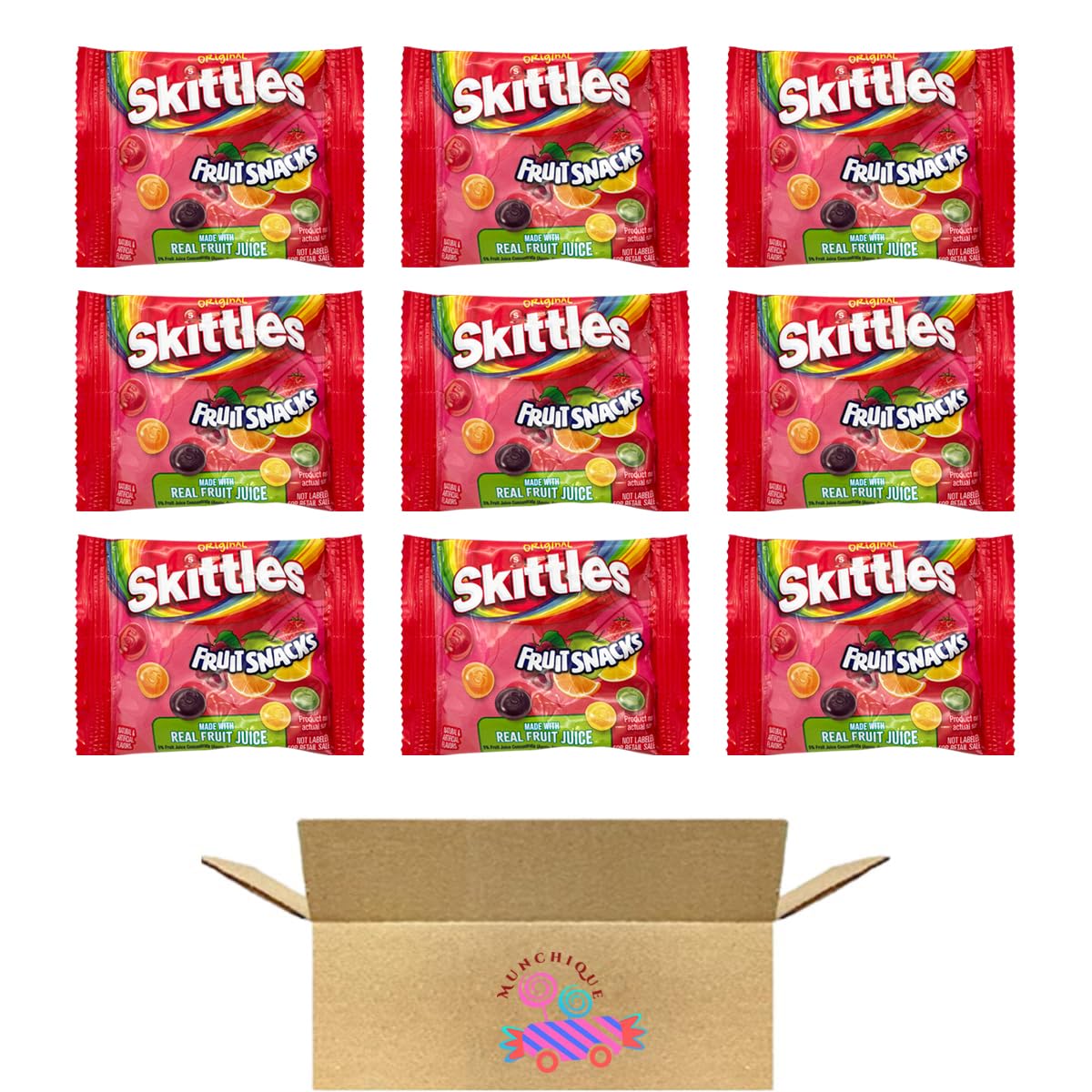 Skittles_Fruit Snacks Original Flavor - 9 Packs of Real Fruit Juice Fruit Snacks Packets - 0.8 Oz Each | Iconic Fruit Flavors in Convenient On-the-Go Packs | Made with Real Fruit Juice