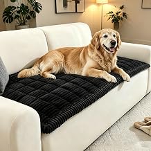 Couch Covers for Dogs Washable Non Slip Fuzzy Pet Couch Cover,Cushion Topper for 3 Cushion Sofa Pet Friendly, Thick Soft Sofa Slipcovers Cushion Protector,Black-27.6"x27.6"