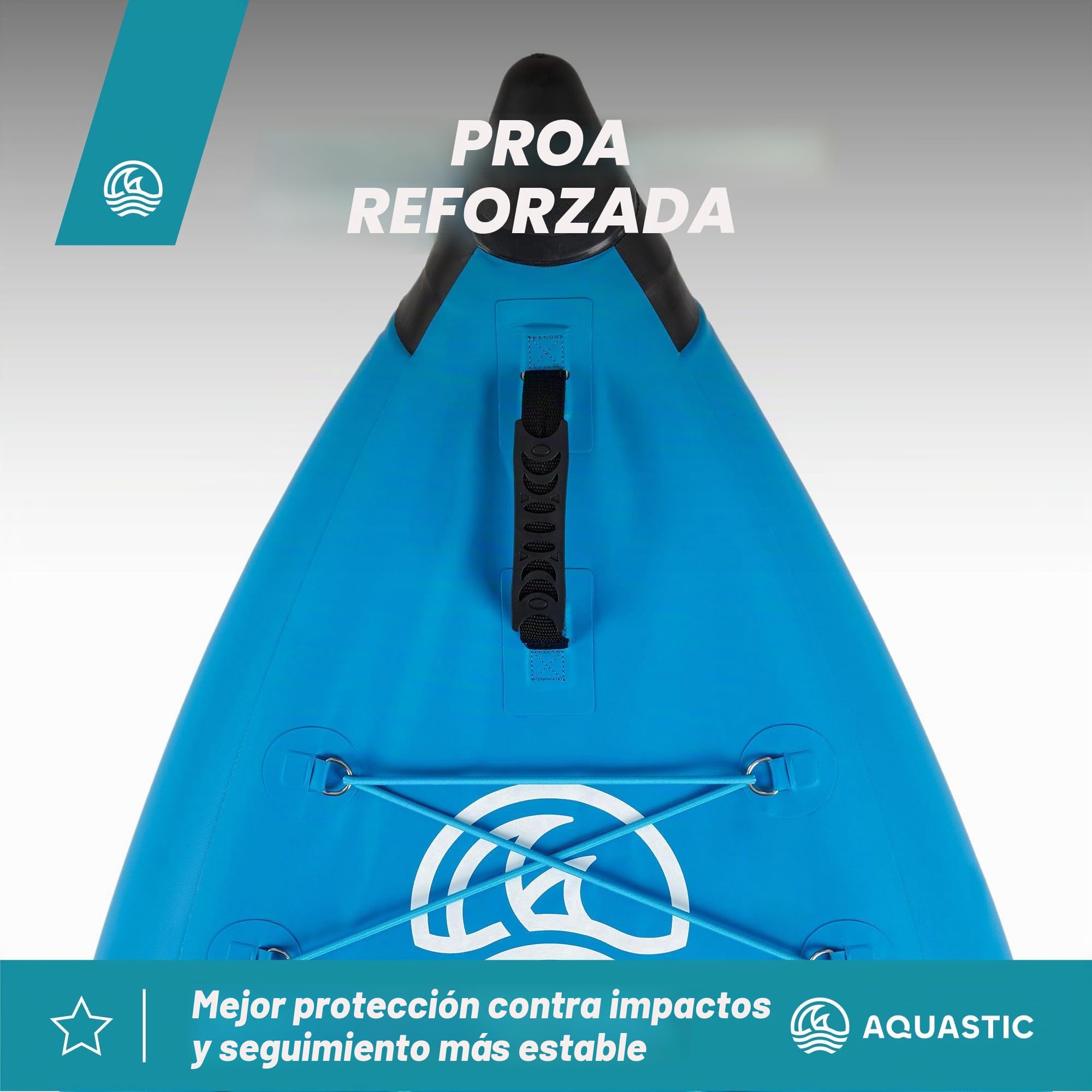 AQUASTIC Cortez - Kayak Hinchable para Dos Personas, 3 cámaras, Capacidad de Carga de hasta 180 kg, Juego de Mochilas, paletas, Asientos, Bomba, Aletas, Estable