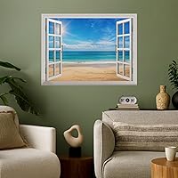 Vista 29 de wall26 Adhesivo mural removible para pared, diseño de pájaros volando sobre la vibrante playa, playa, puesta de sol, naturaleza, desierto