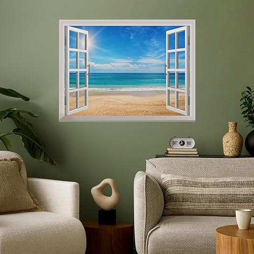 Miniatura 29 de wall26 Adhesivo mural removible para pared, diseño de pájaros volando sobre la vibrante playa, playa, puesta de sol, naturaleza, desierto