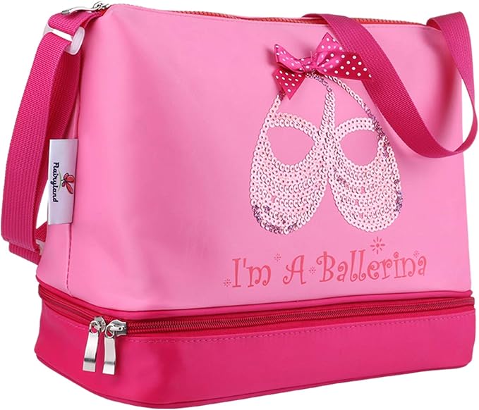 Ballet Dance Bag for Girls Ballerina Kid Toddler Teen Dancer with Double Layer Shoe
