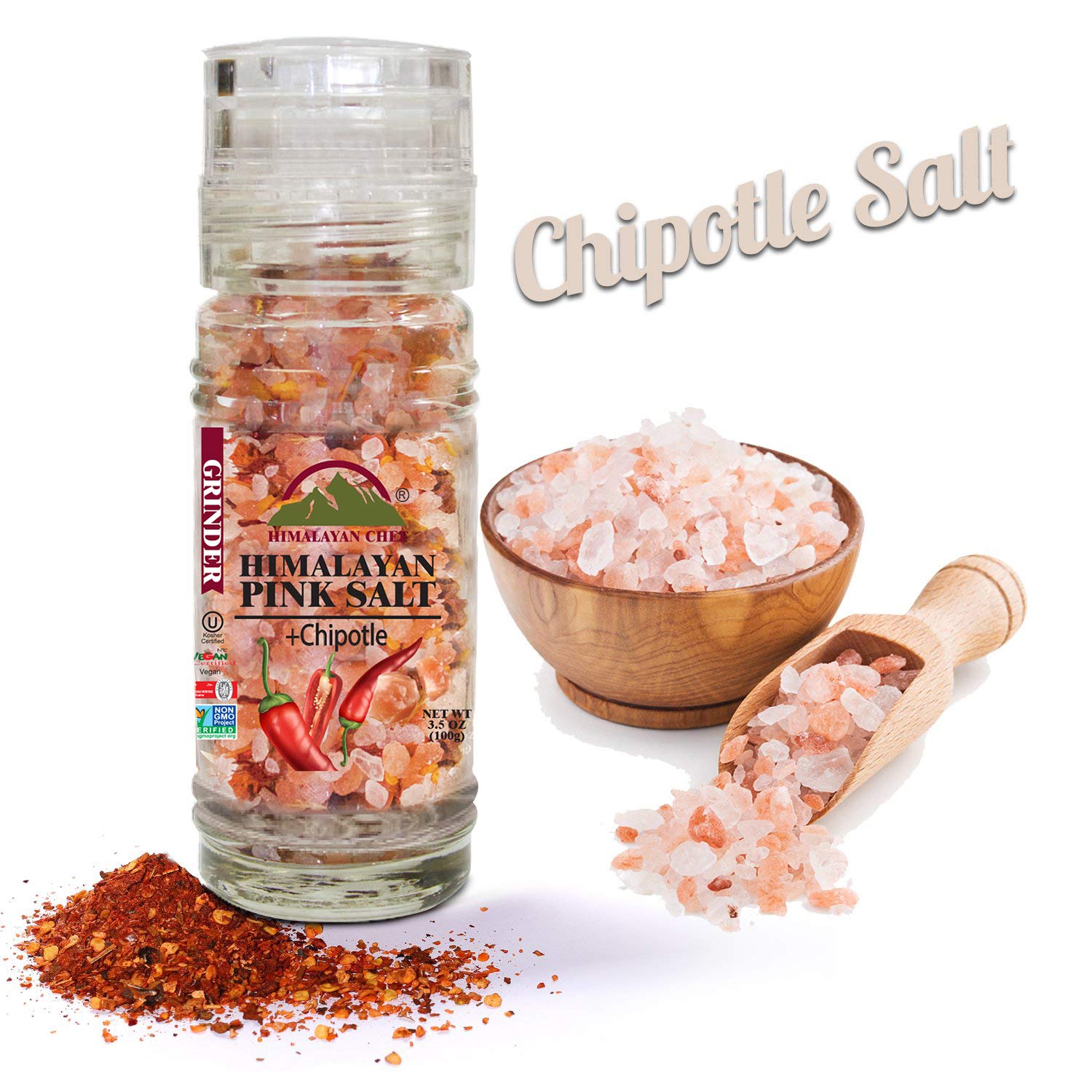 Himalayan Chef Blend of Organic Ginger With Pink Salt Round Glass Jar, Seasoning Blend , 8 Ounce : Grocery & Gourmet Food
