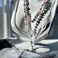 Vista 31 de Tiger Eye Cross Necklace for Men, Obsidian Necklace, Hematite Cross Pendant Lava Rock Rosary Healing Crystal Necklaces