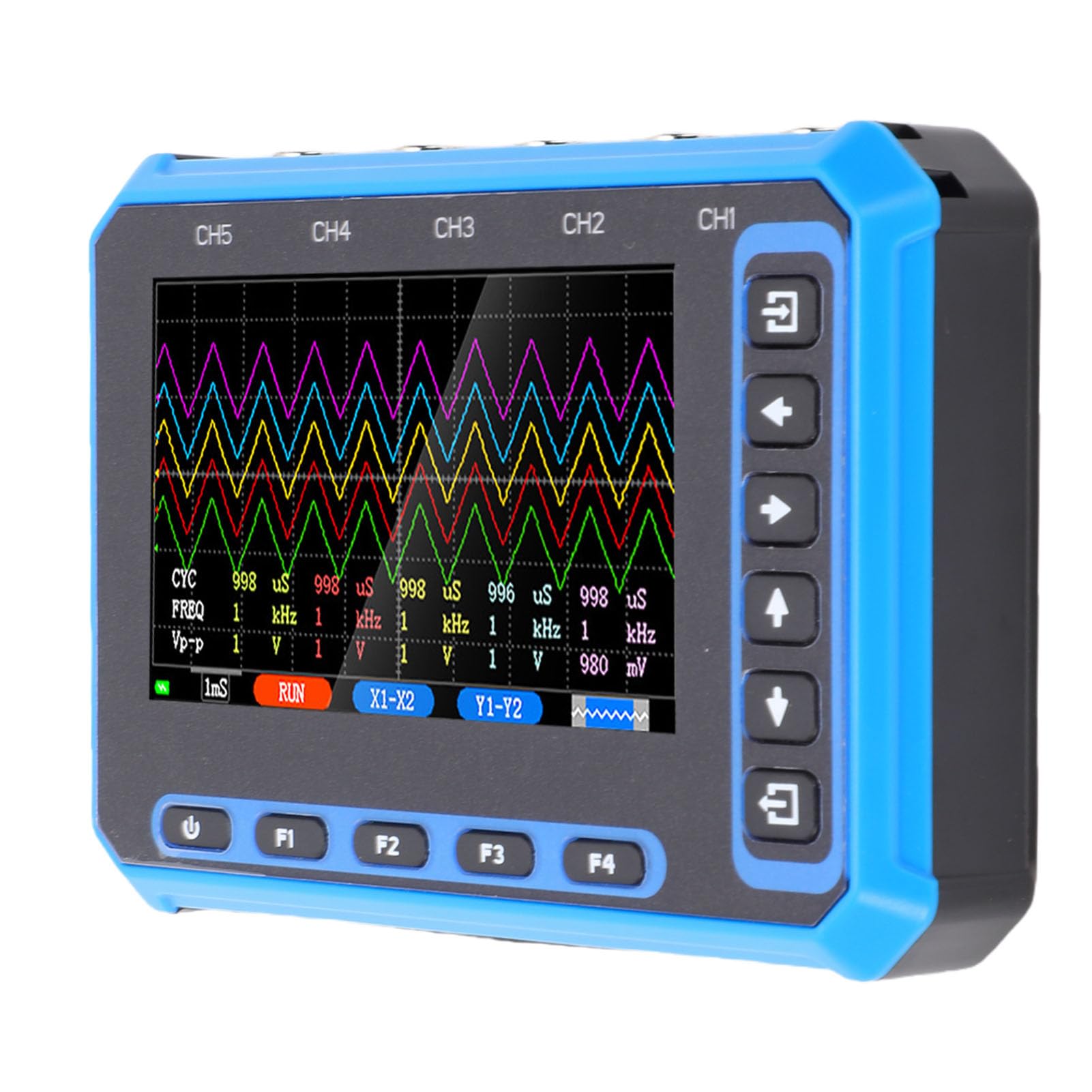 Osciloscopio Portátil de 5 Canales, Ancho de Banda de 1MHz con Pantalla de 4,3 Pulgadas, Analizador de Forma de Onda Preciso para Varios Proyectos