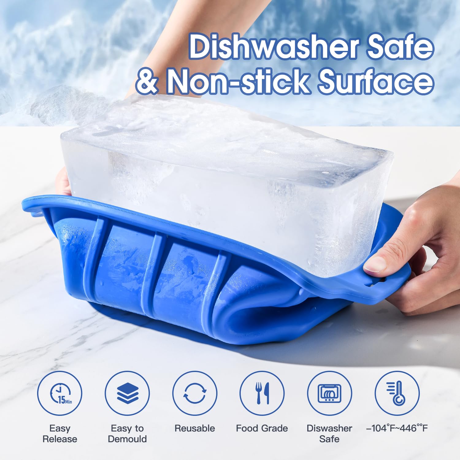 Molde De Hielo Para Bañera Molde De Bloque De Hielo Extra Grande, Cubitos De Hielo Para Molde Para Hielo Extra Grande