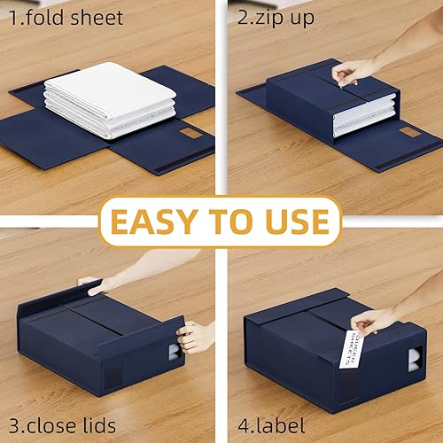 Miniatura 3 de Paquete de 4 organizadores y almacenamiento de sábanas, organizador de sábanas plegable para armario de lino, juego de carpetas de sábanas XL