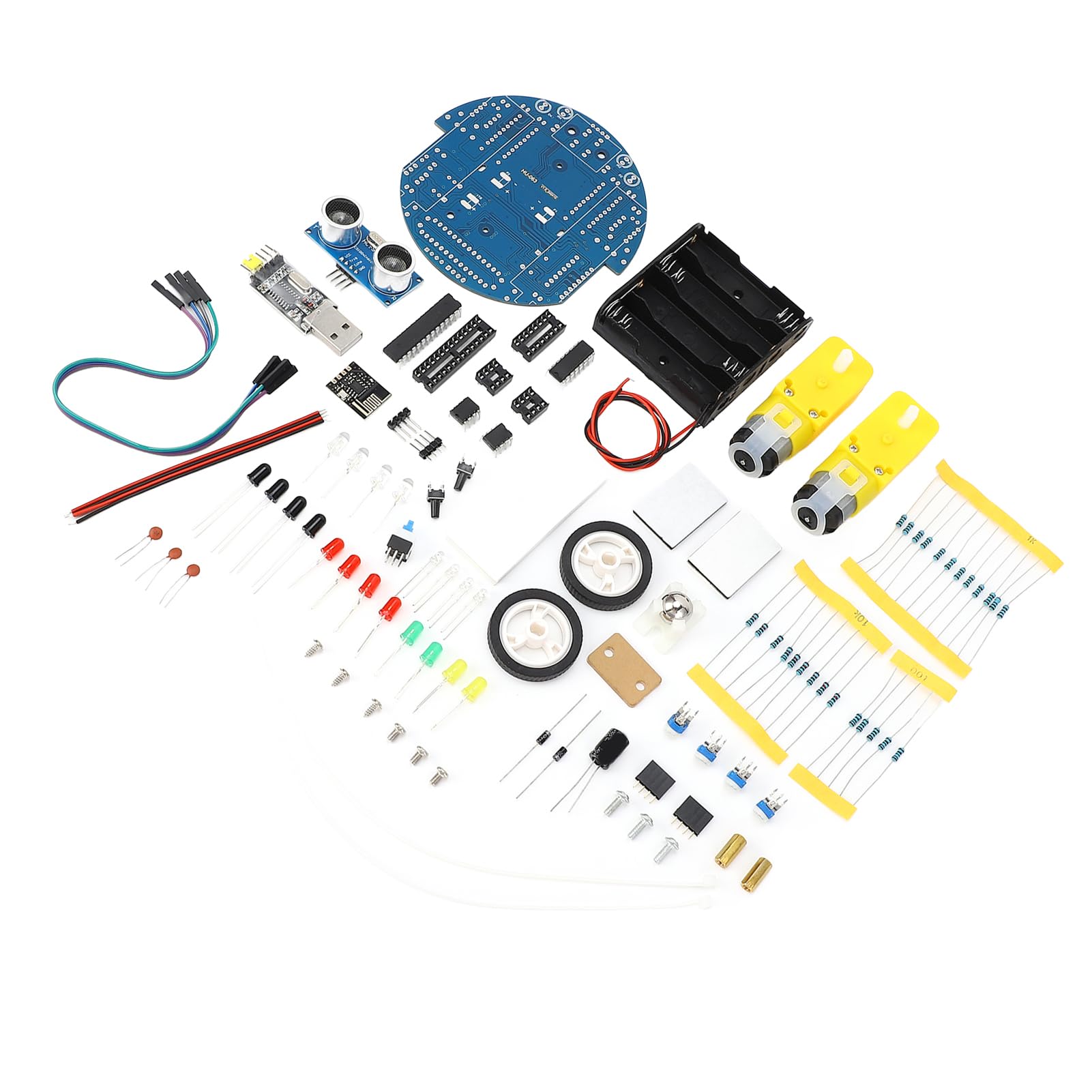 Kit de Coche Inteligente Robot DIY, Kit de Coche Inteligente MCU, Juguete Educativo con Cable de Salto, Juguetes de Construcción de Ingeniería Geniales para Adolescentes