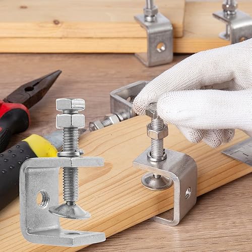 Miniatura 6 de ZOWZEA Paquete de 2 abrazaderas en C de acero inoxidable 304 pequeñas de 1 pulgada, abrazaderas en C mini resistentes con aberturas de mandíbula