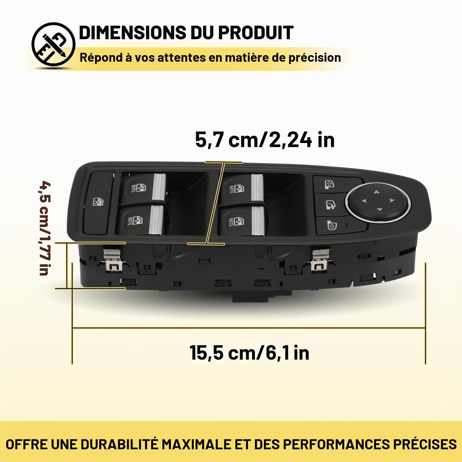Interrupteur Commutateur Lève-Vitre Conducteur Gauche pour Renault Clio V Captur II 254015831R Bouton de Contrôle Électrique Des Vitres 25401-5831R