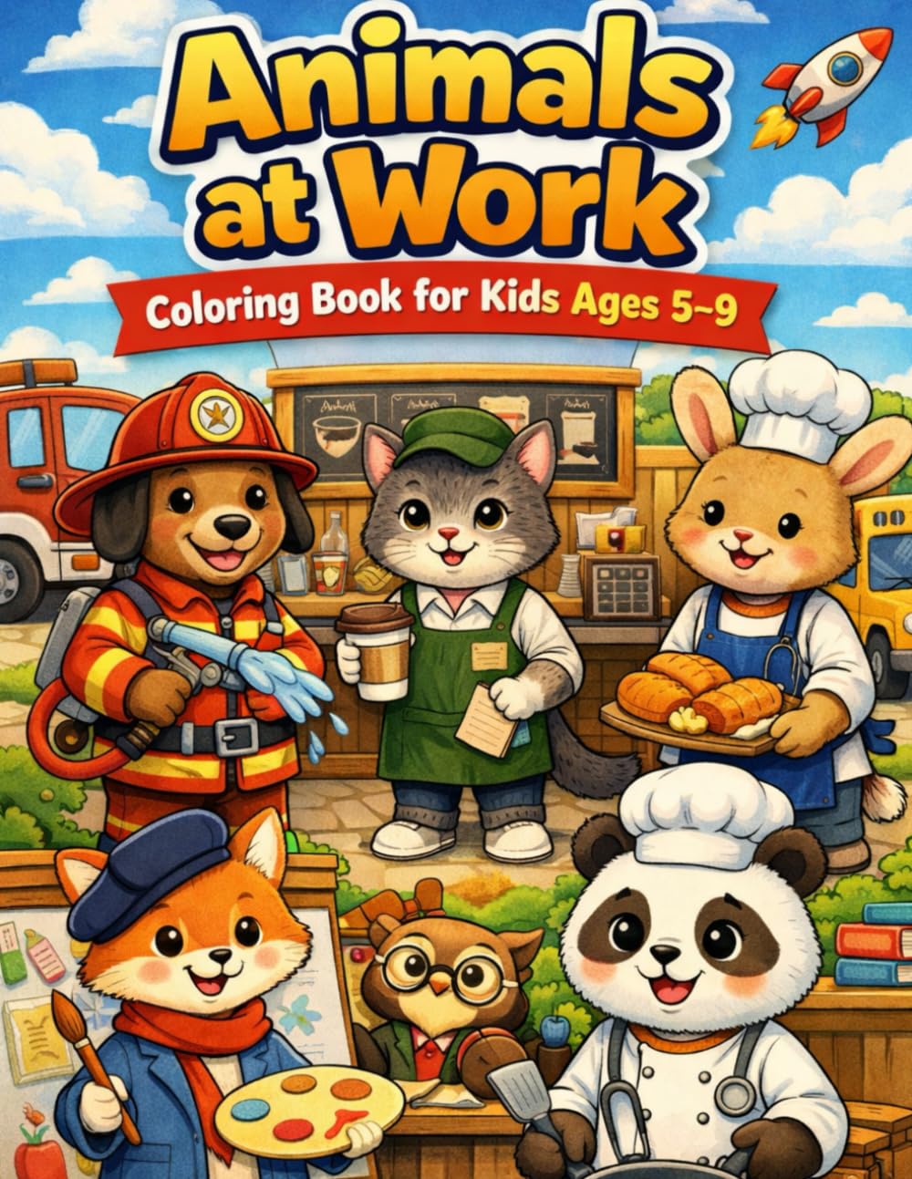 Animals at Work Coloring Book for Kids Ages 5–9: Funny Animals with Jobs for Creative Coloring Fun