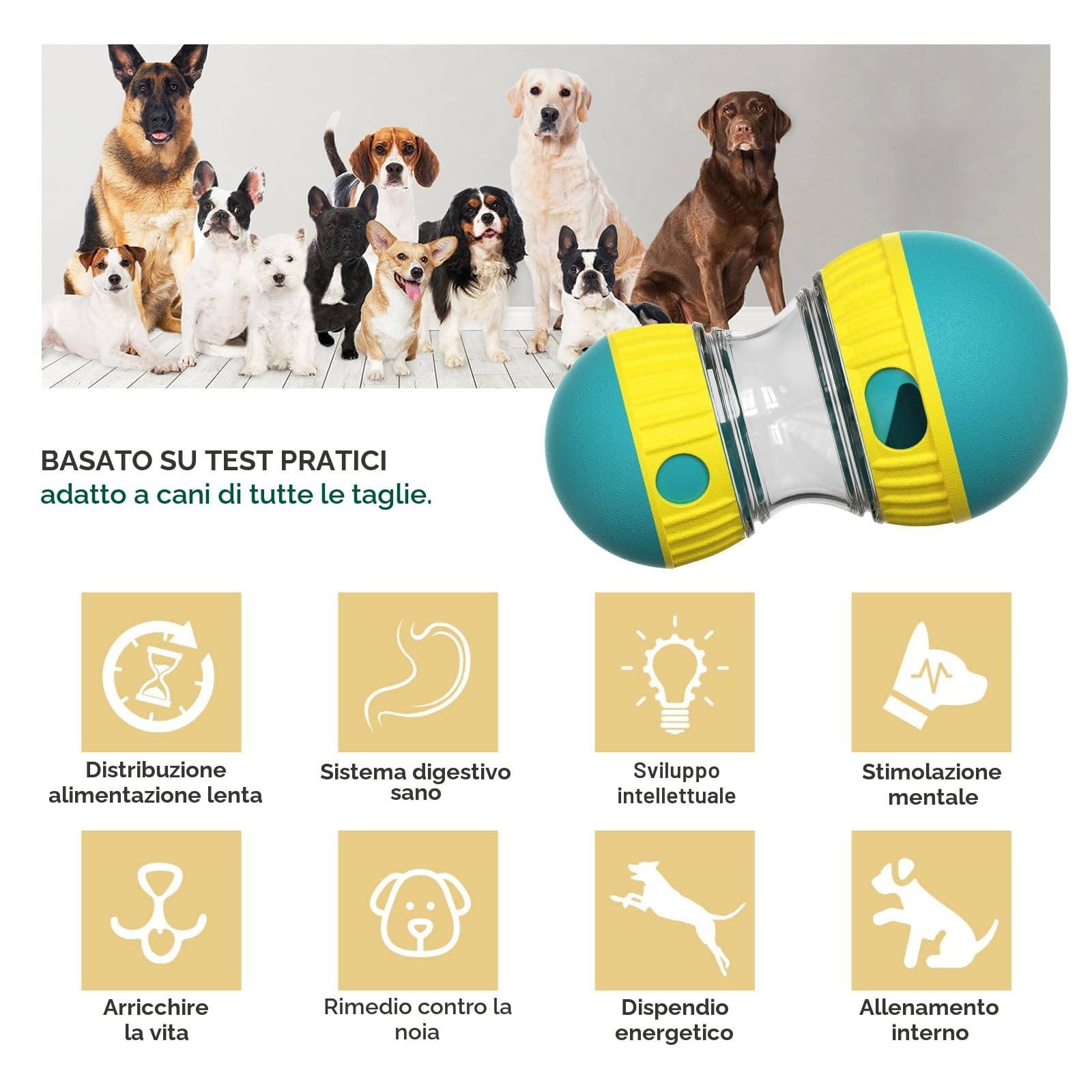 Giocattolo interattivo per cani, indistruttibile per cuccioli, mangiatoia, dispenser di dolcetti, mangiatoia per cani, alimentazione lenta, per razze da masticare aggressive di taglia