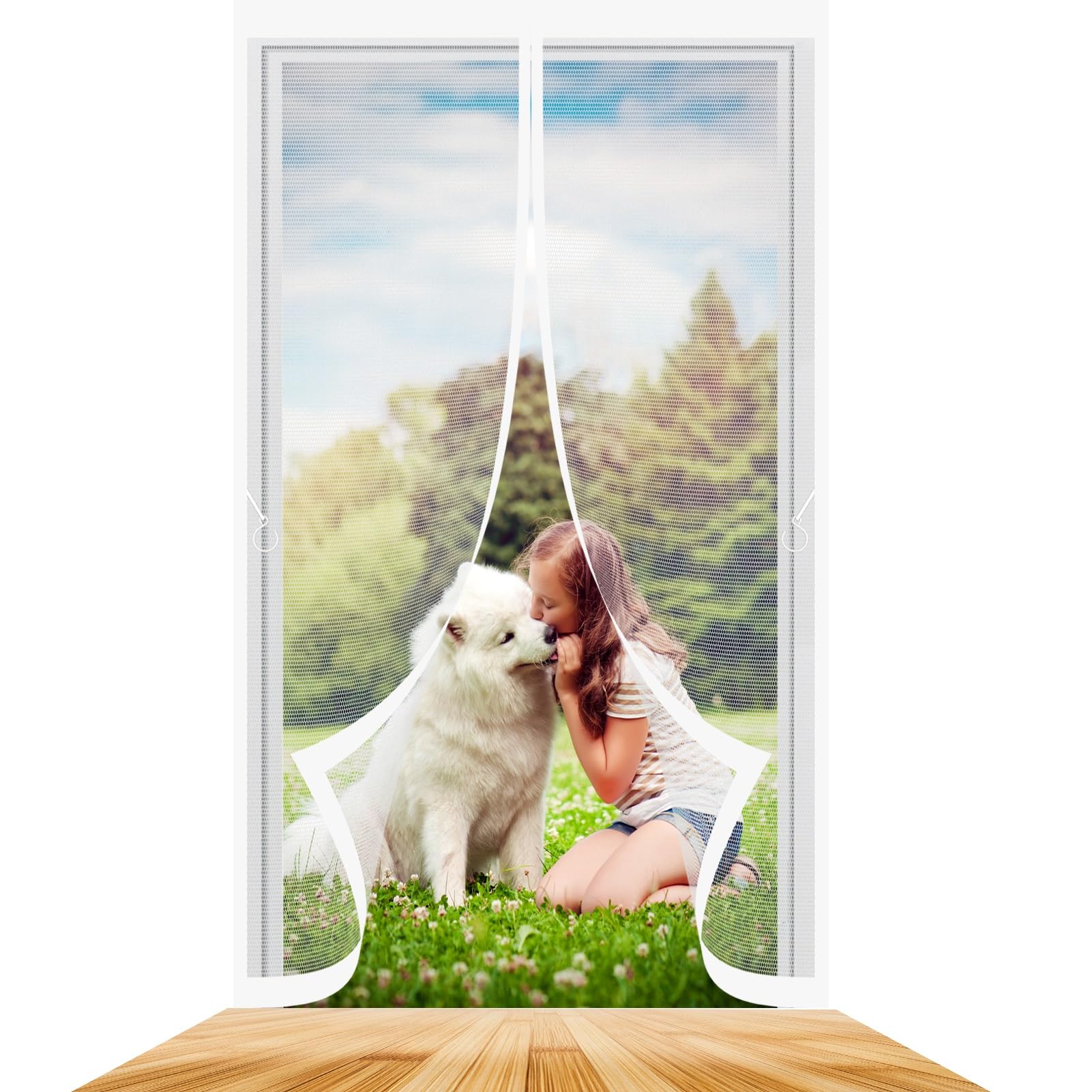 Baiyunfc White Magnetic Fly Screens For Doors 86 X 200 Cm Keeping Out Flies & Bug, Keep Fresh Air In Heavy Duty Bug Mesh Curtain Hundreds Of Sizes For Bedroom/Balcony/Kitchen, Etc.,