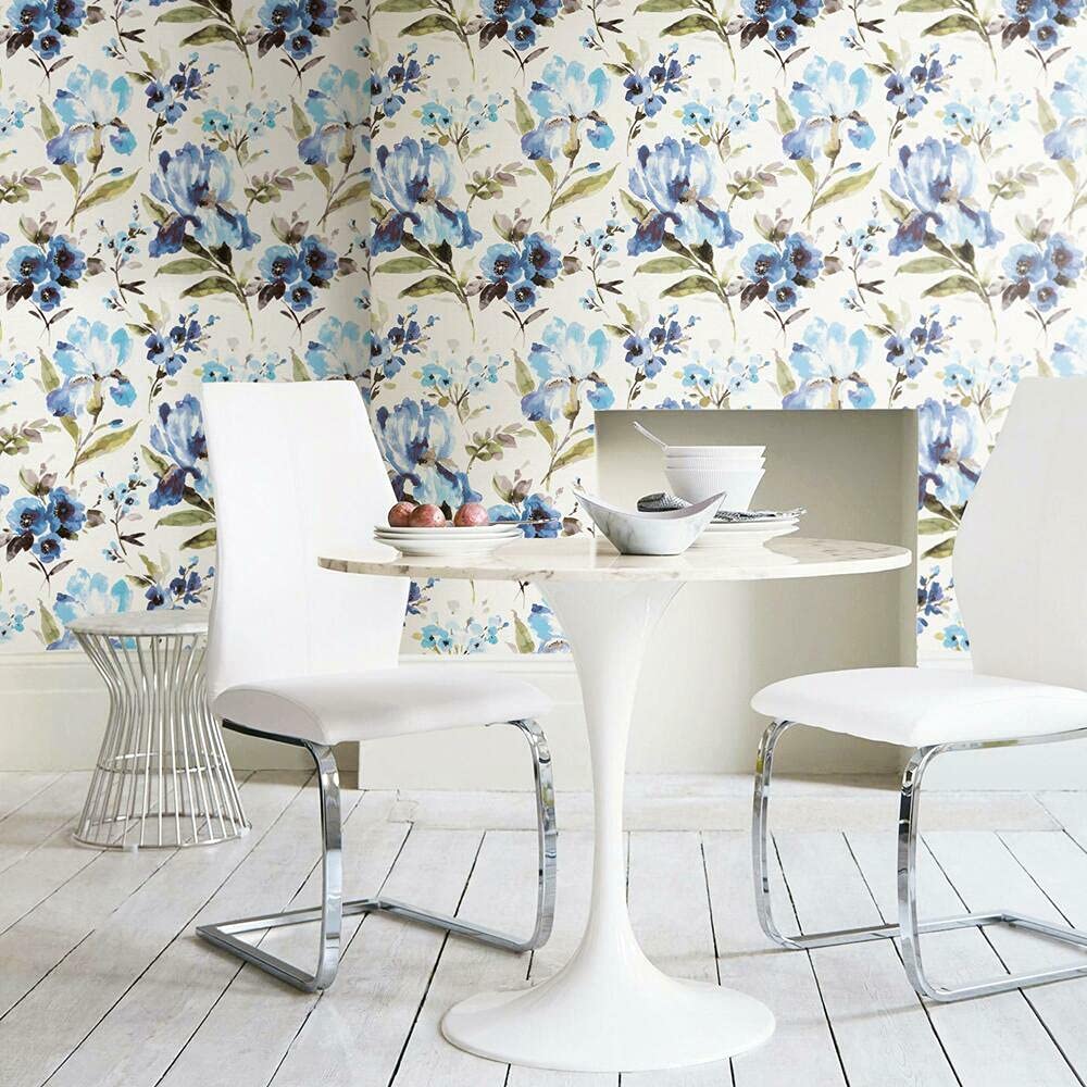 RoomMates RMK11301RL Blue Iris Floral Peel and Stick Wallpaper, Roll - Image 2