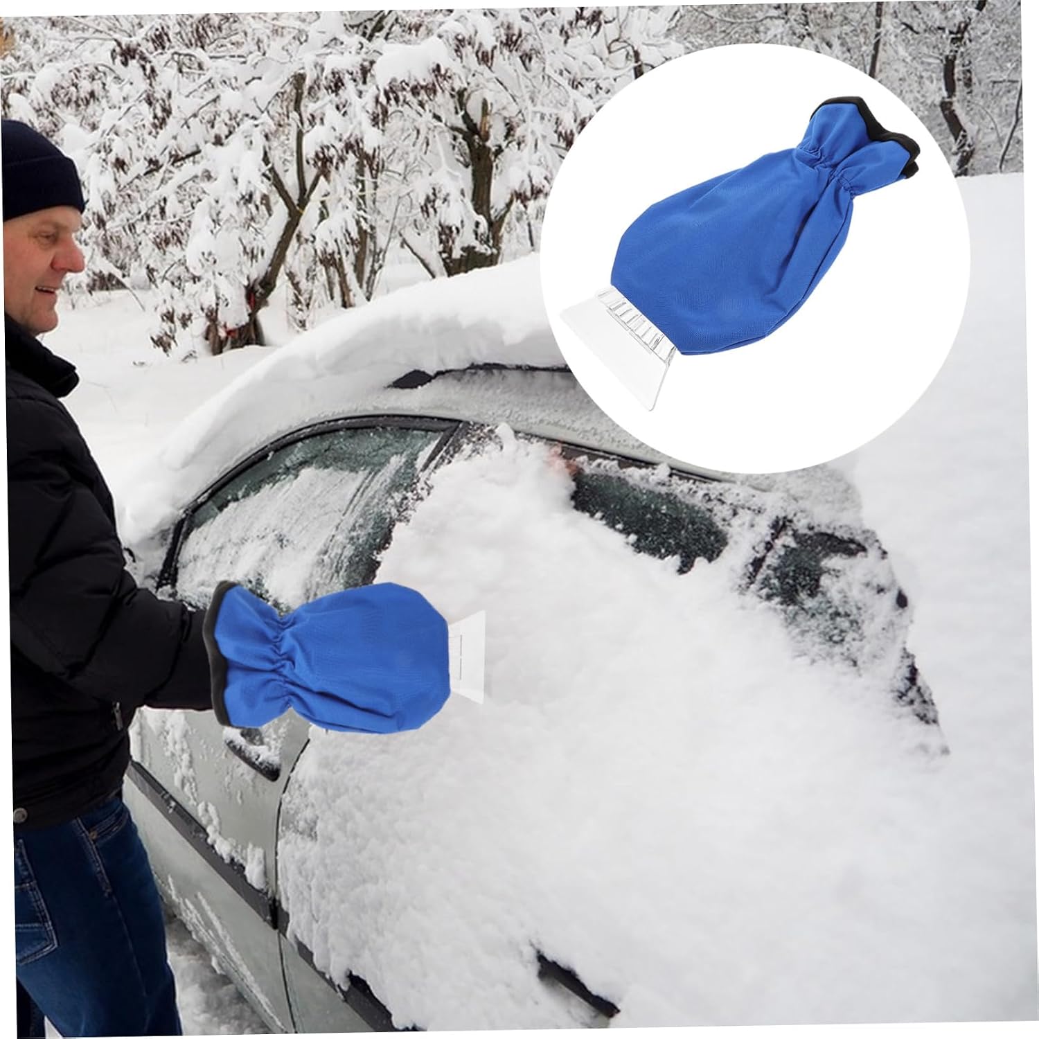 ibasenice Ice Scraper with Glove for Windshield Snow Brush and Ice Remover Multi-Purpose Tool for Effortless Snow and Frost Removal Vehicle Exteriors