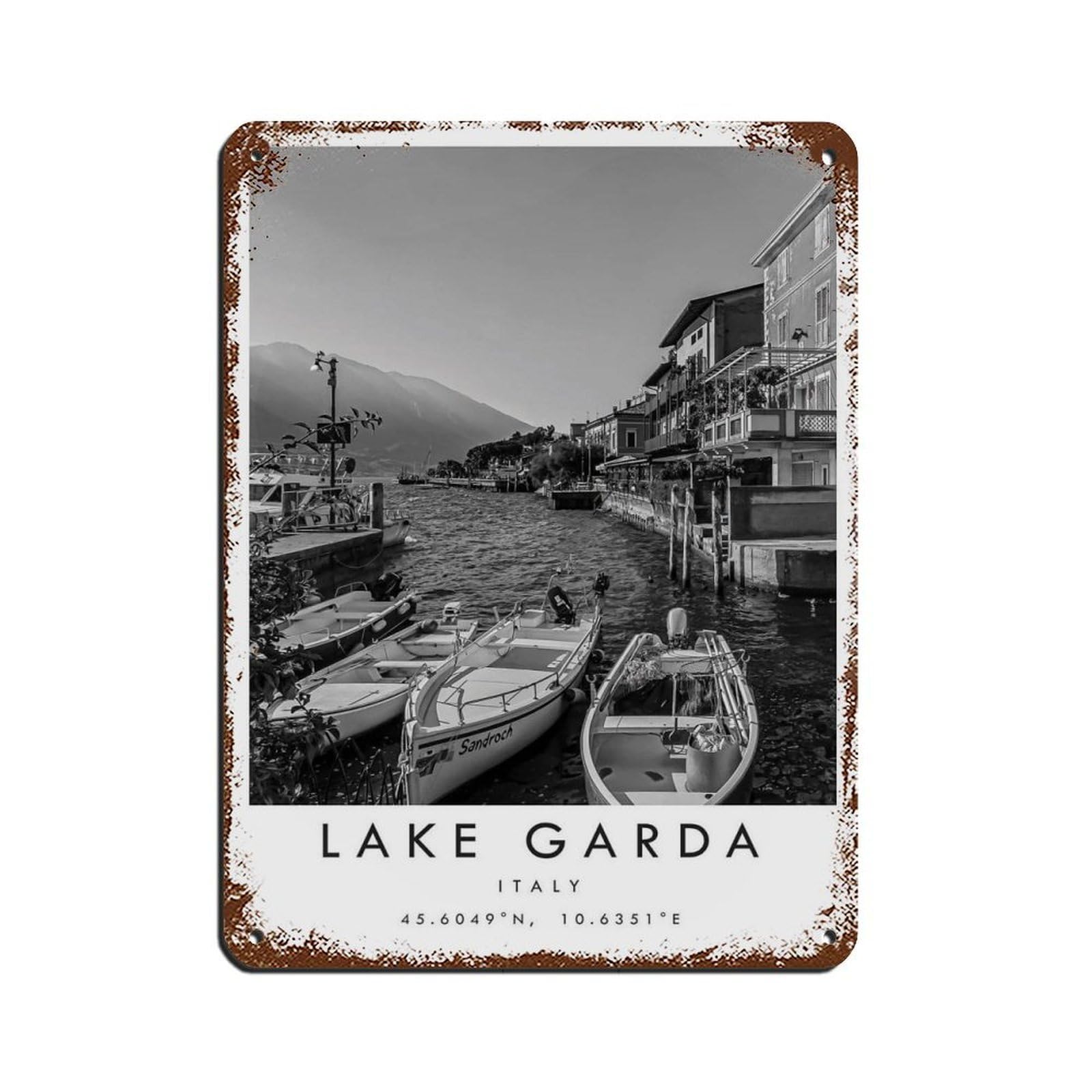 Lake Garda Travel, Italy Poster Poster (2) Tin Sign Vintage Metal Pub Club Cafe Bar Home Wall Art Decoration Poster Retro 12x16inch(30x40cm)