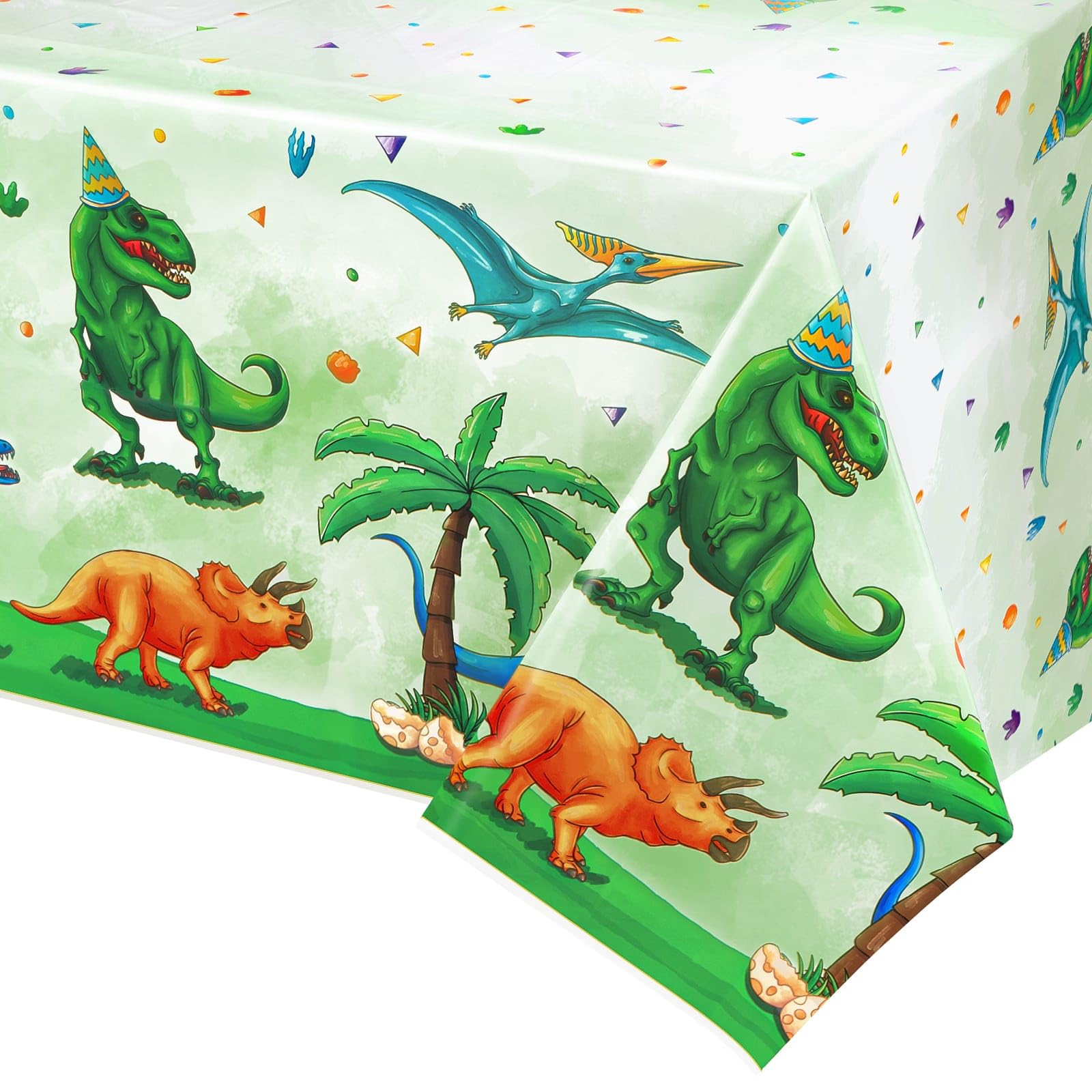 WERNNSAIDinosaur Party Tablecloth - 2 PCS Dinosaur Party Decorations for Kids Party Supplies Plastic Waterproof Tablecloth Disposable Table Cover for Boys Kids Dinosaur Birthday Party 54 ”×108 “