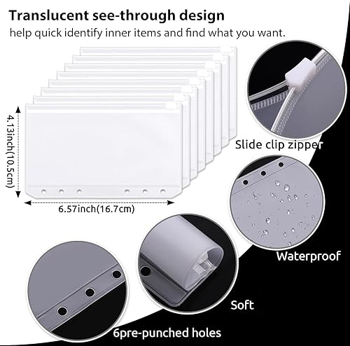Miniatura 6 de SKYDUE - Carpeta presupuestaria, carpeta para ahorrar dinero con sobres de zíper, sobres para efectivo y hojas de presupuesto de gastos para