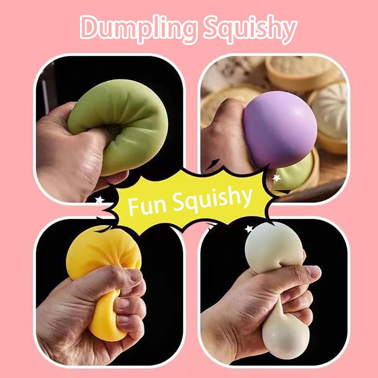 Dumpling Squishy, Mystery Dumpling Squishy, Dumplings Sensory Squeeze Toy for Stress Relief, Soft Squeeze Decompression Dough for Adults Classroom Prizes & Party Favors（White） — view 6