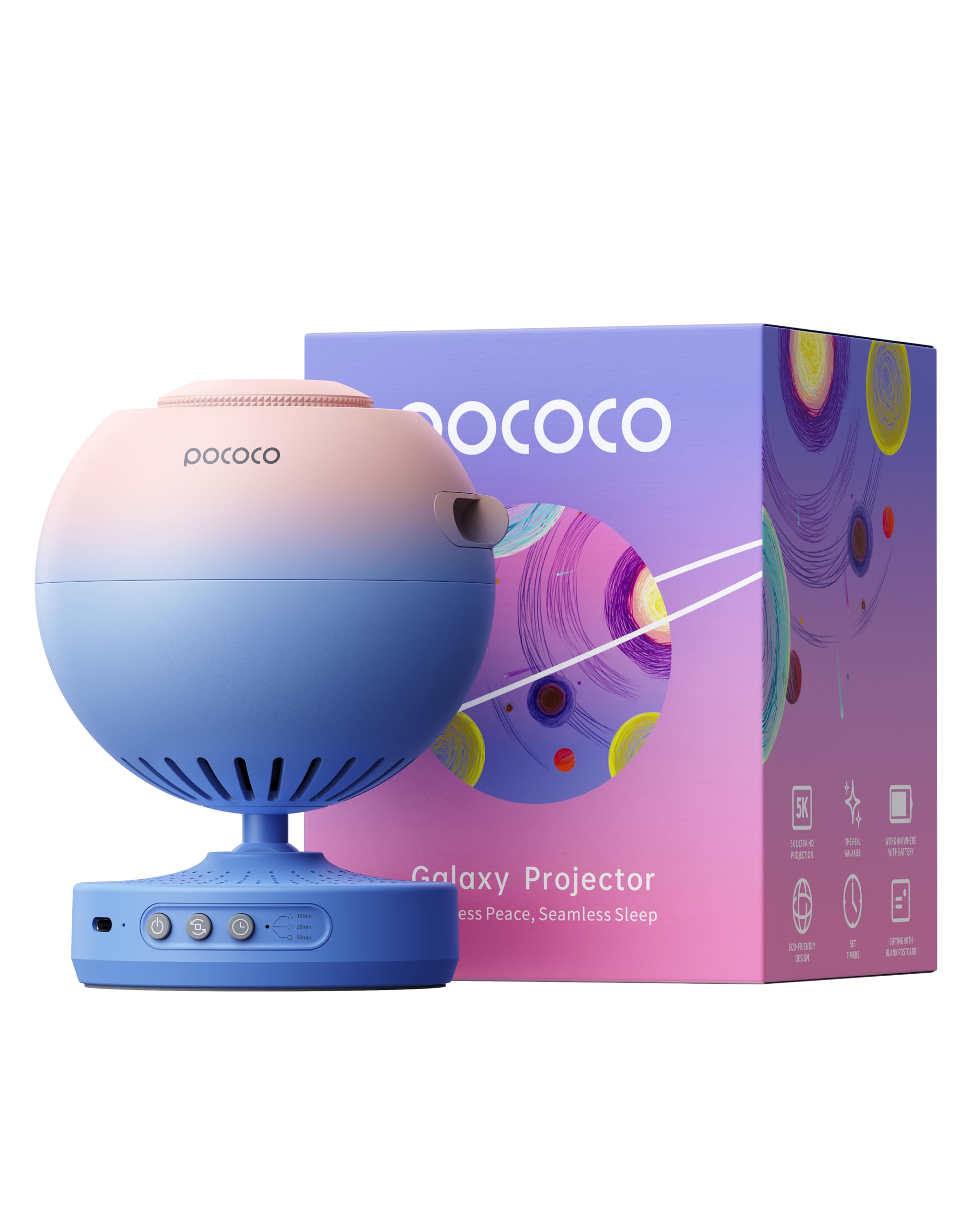 POCOCO プラネタリウム スタープロジェクターライト POCOCO Galaxy Projector, Rechargeable Star Projector with 5K HD