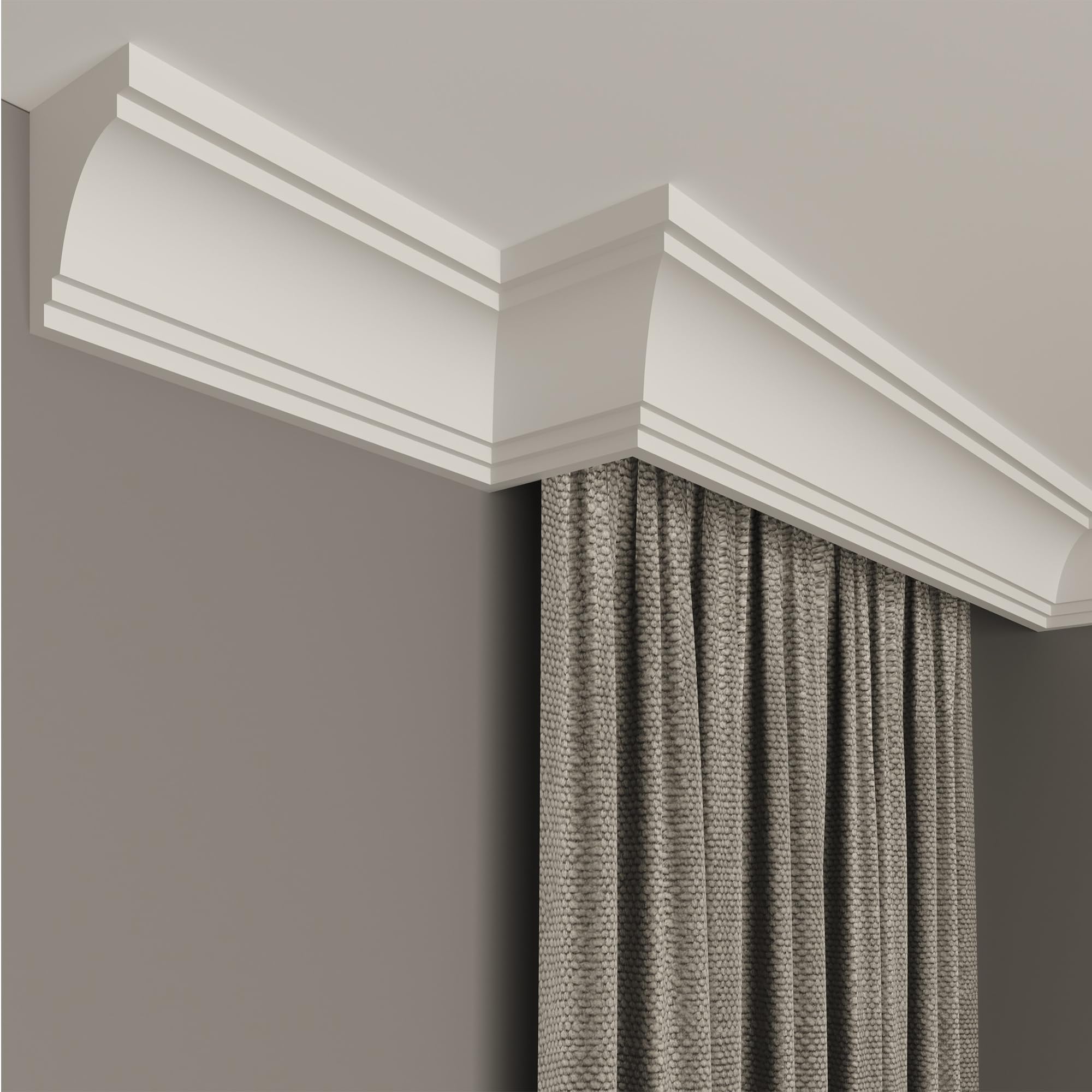 FAST DECOR Decorative Coving for Ceilings, Premium Extruded Polystyrene Cornice Coving, Lightweight Ceiling Moulding Trim, Flexible and Durable Ceiling Cornice Trim (CS03, Internal Corner 20cm)