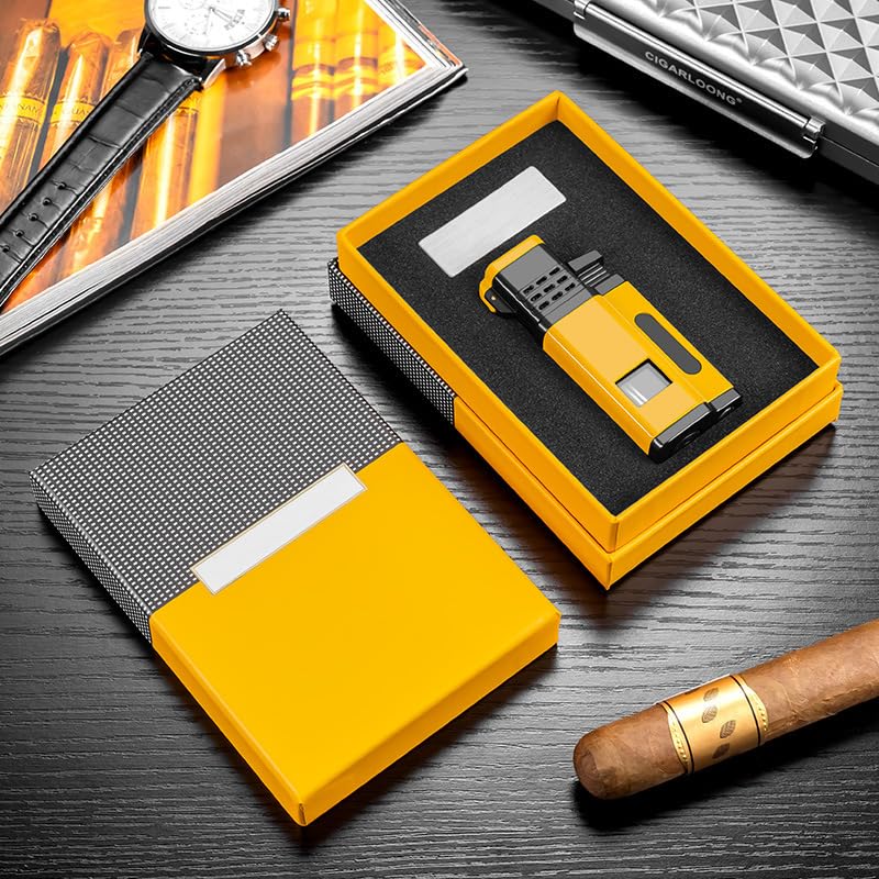 Encendedor metálico para cigarros con cuatro llamas y caja miniatura 5