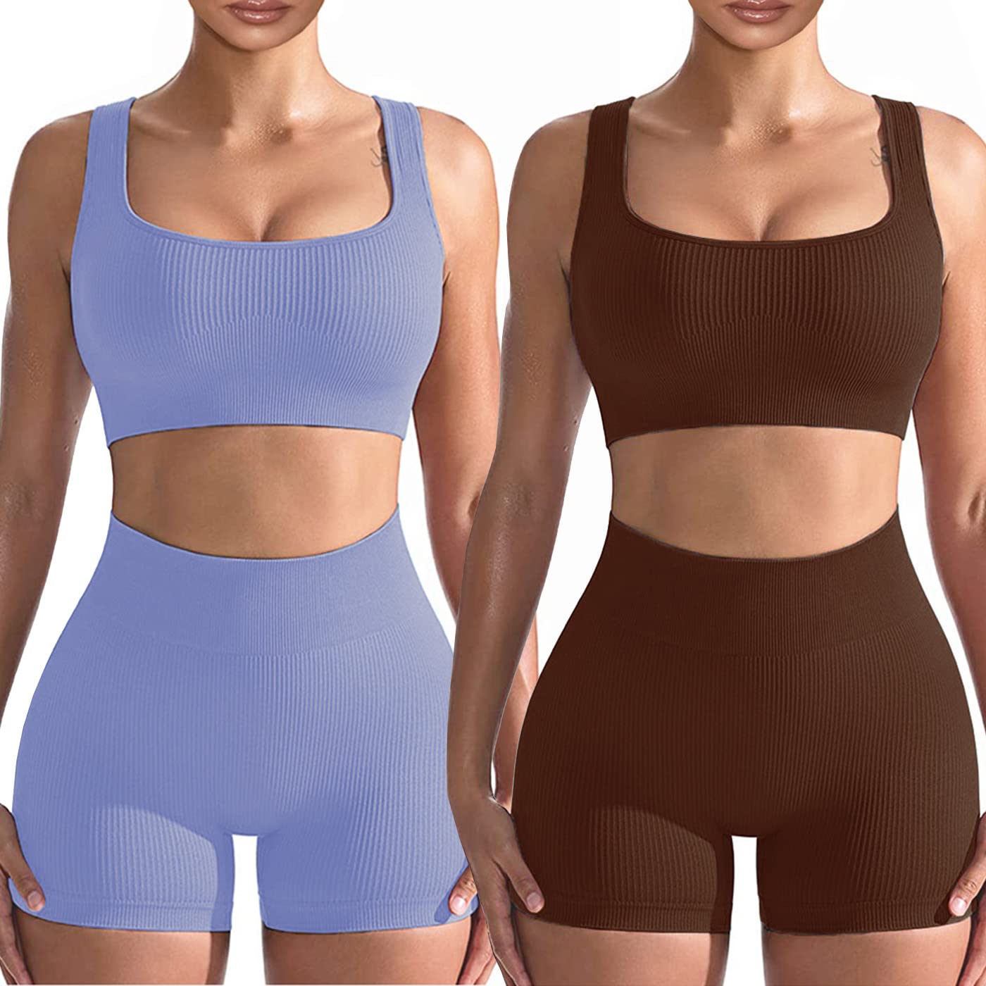 Workout Sets for Women 2 Piece, Cute YOGA Workout Set, Two Piece Workout Outfits,2 Pack
