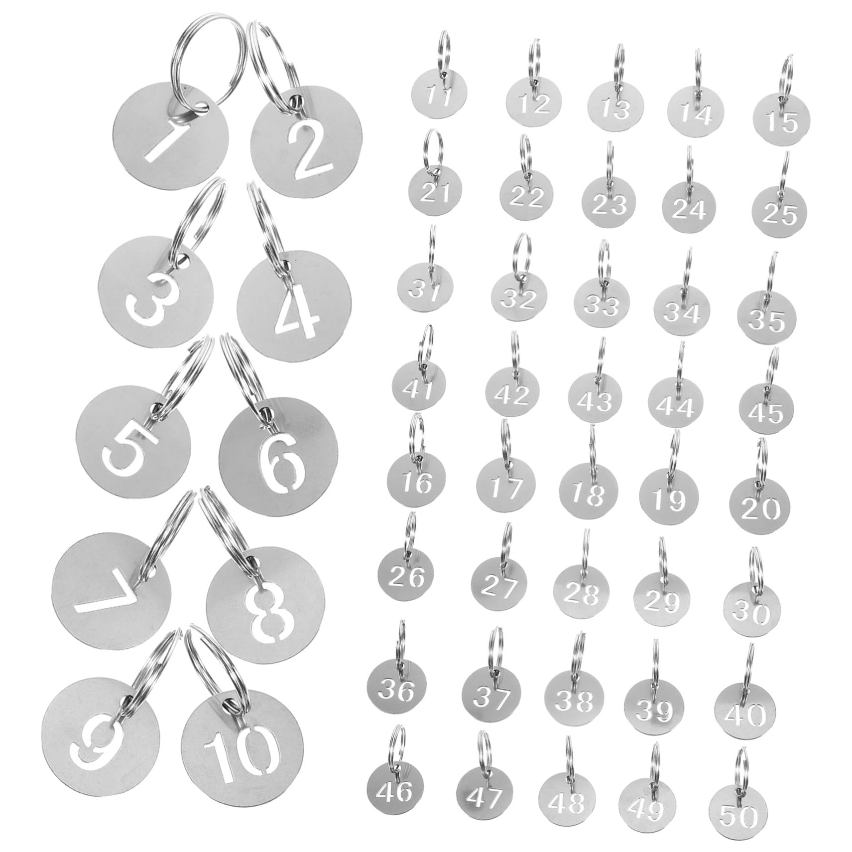 SOIMISS 250pezzi Targhette Numeriche Acciaio Inossidabile Etichette Rotonde Per Chiavi Con Anelli Per Ufficio Scuola e Workshop Leggere e Resistenti