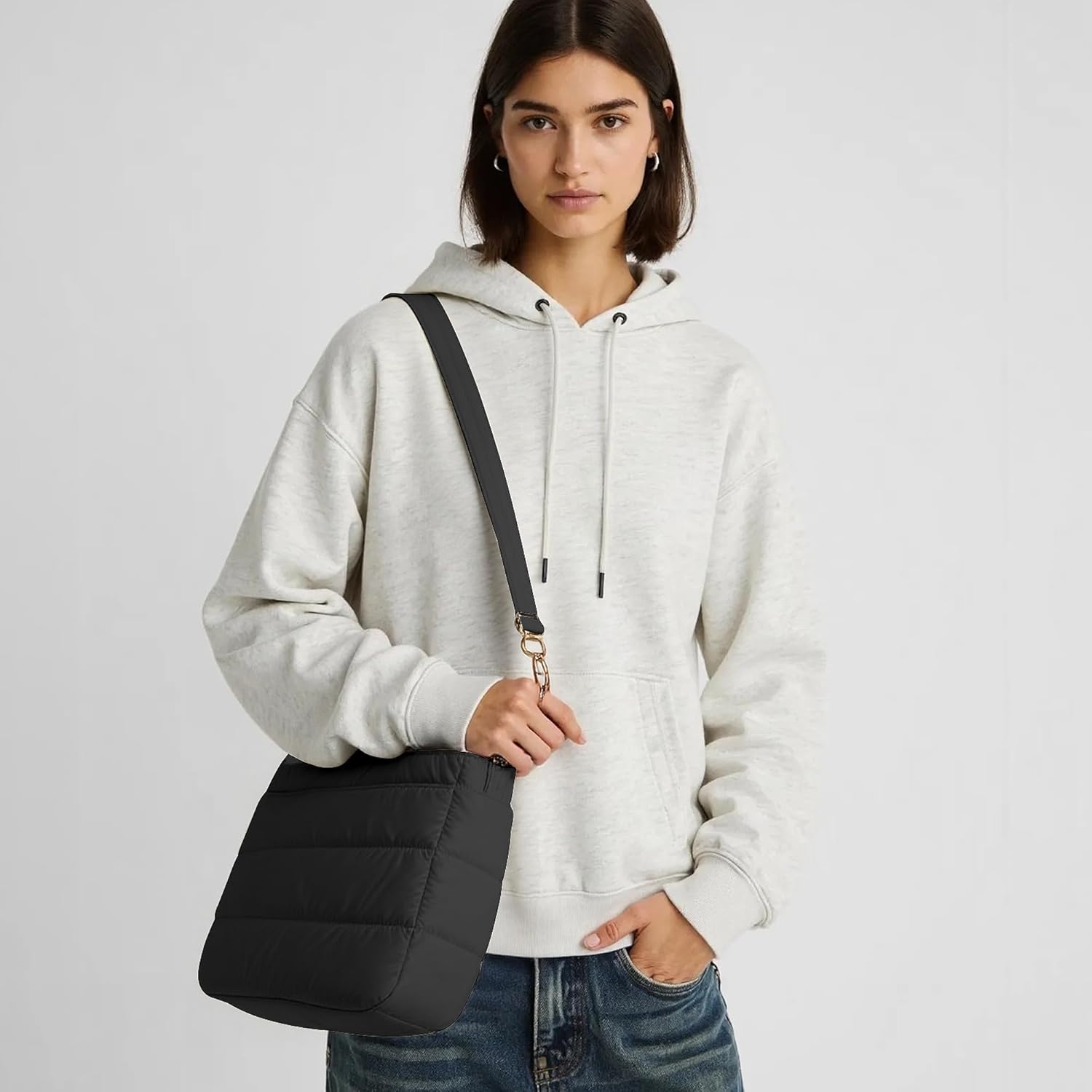 Cross Body Purses for Women Lightweight Quilted Puffer Tote Bag Casual Hobo Nylon Shoulder Handbag Travel - Image 2