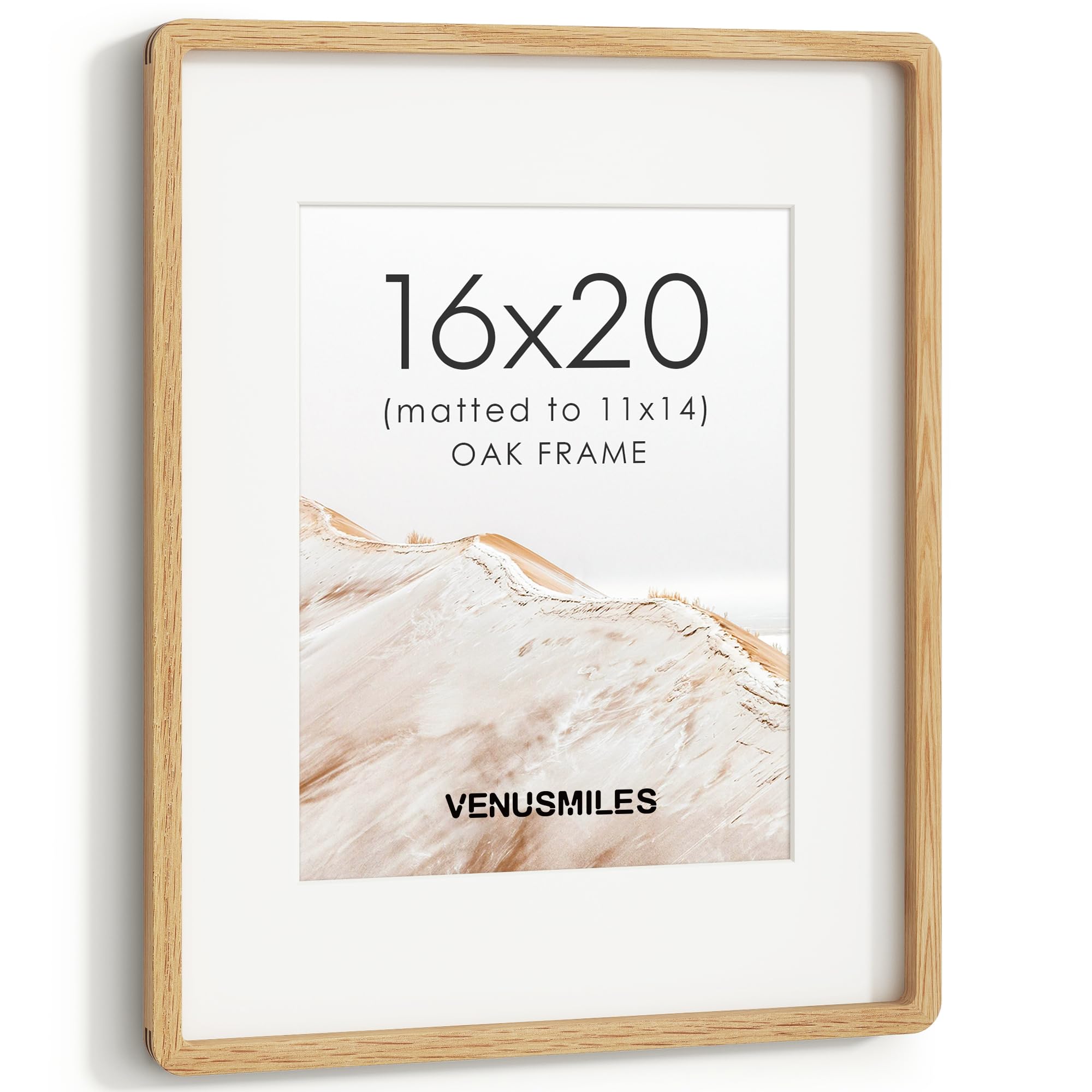 16 x 20 Picture Frame, USA-Sourced Natural Oak Wood Photo Collage Frame