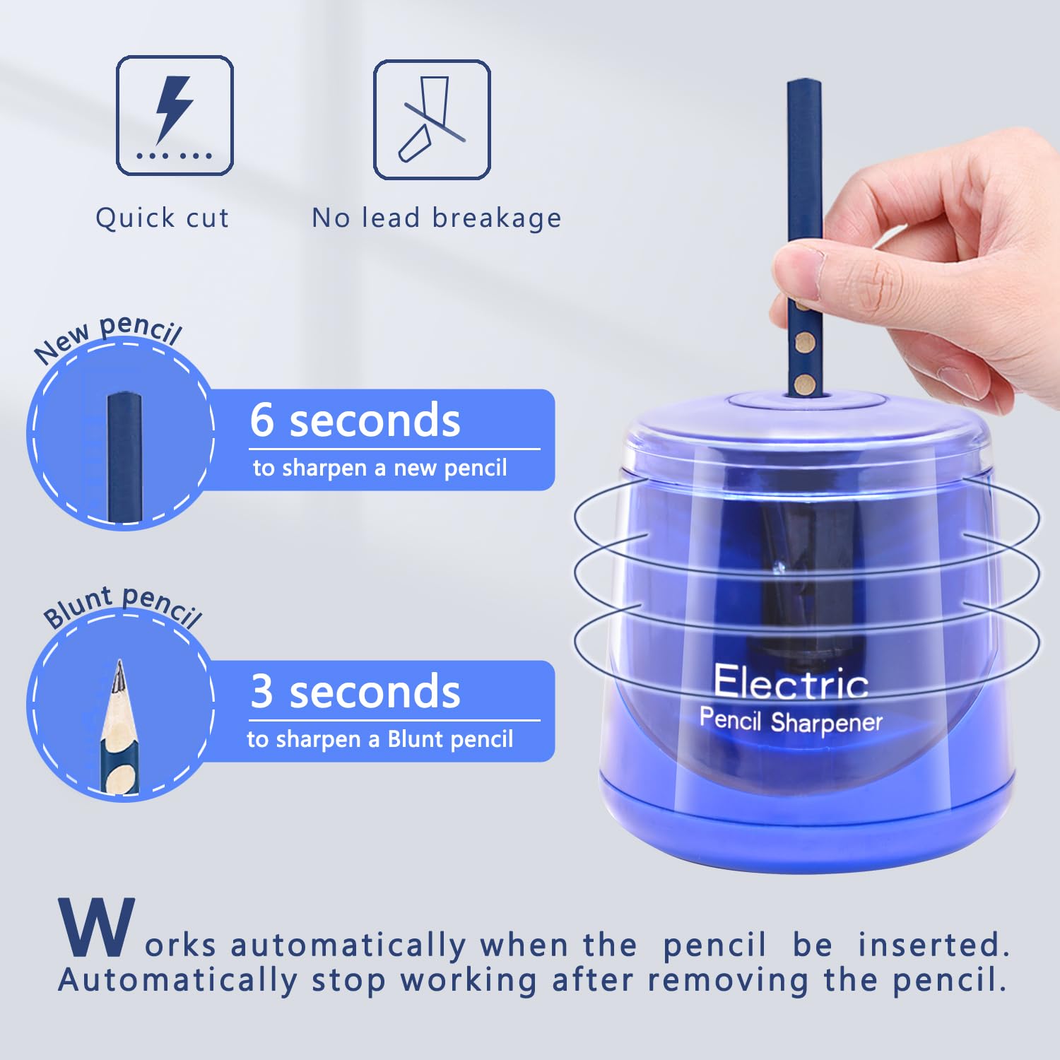Electric Pencil Sharpener Battery Not lncluded or USB Powered Small Portable for NO2 Pencils Automatic for Home and — view 2