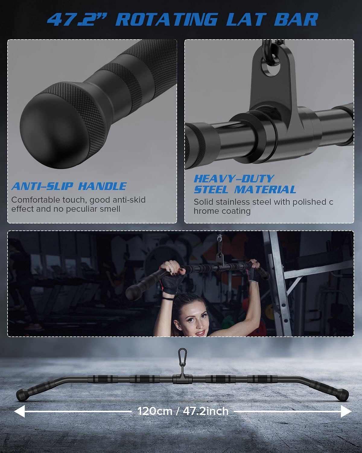 LAT Pulldown Bar, Cable Curl Bar Attachments for Gym, 33" Tricep Press Down Bar for Pulley System, LAT Pull Down Bar, LAT Bars Cable Machine Attachments for Weight Lifting (Heavy LAT Bar 47.2in) : Sports & Outdoors