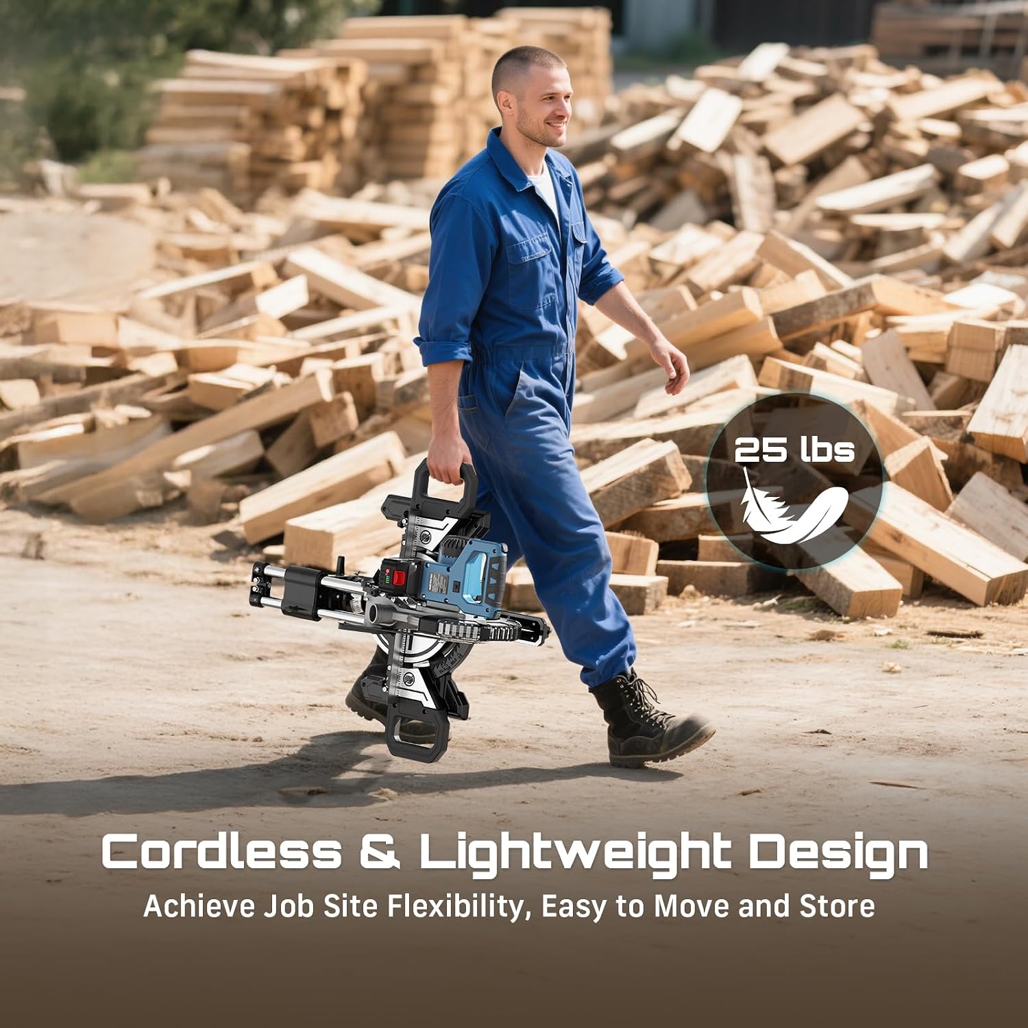 SEESII 8-Inch Cordless Sliding Compound Miter Saw photo 2