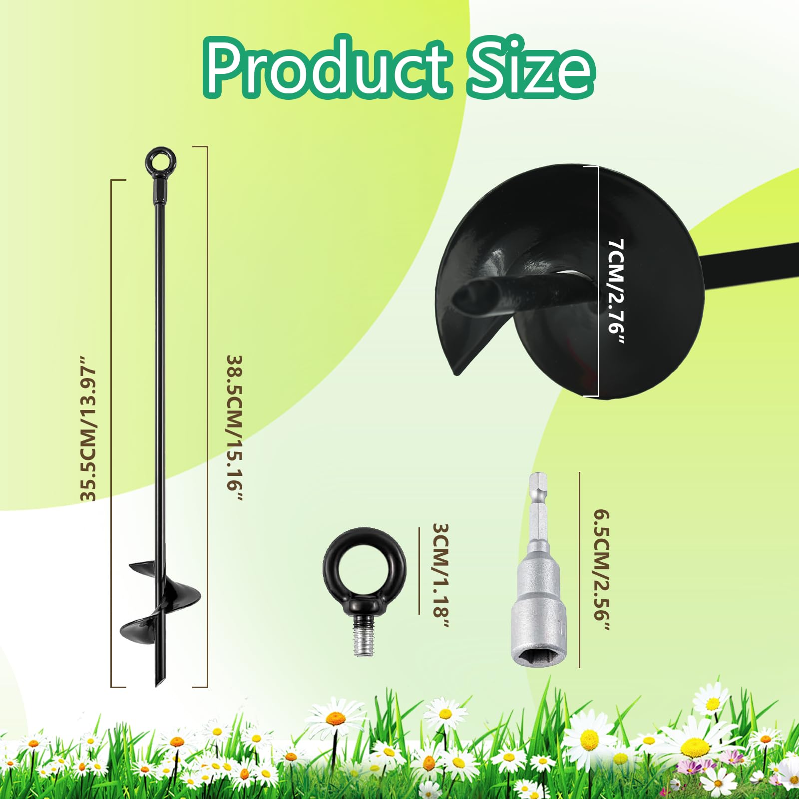 Lot de 4 Ancrage au Sol, 38,5 cm Ancrage Balancoire, Piquets d'ancrage, Fixation Trampoline Sol, Piquet Ancrage Trampoline pour Tentes, Balançoires, Auvents, Abris, Abri de Jardin