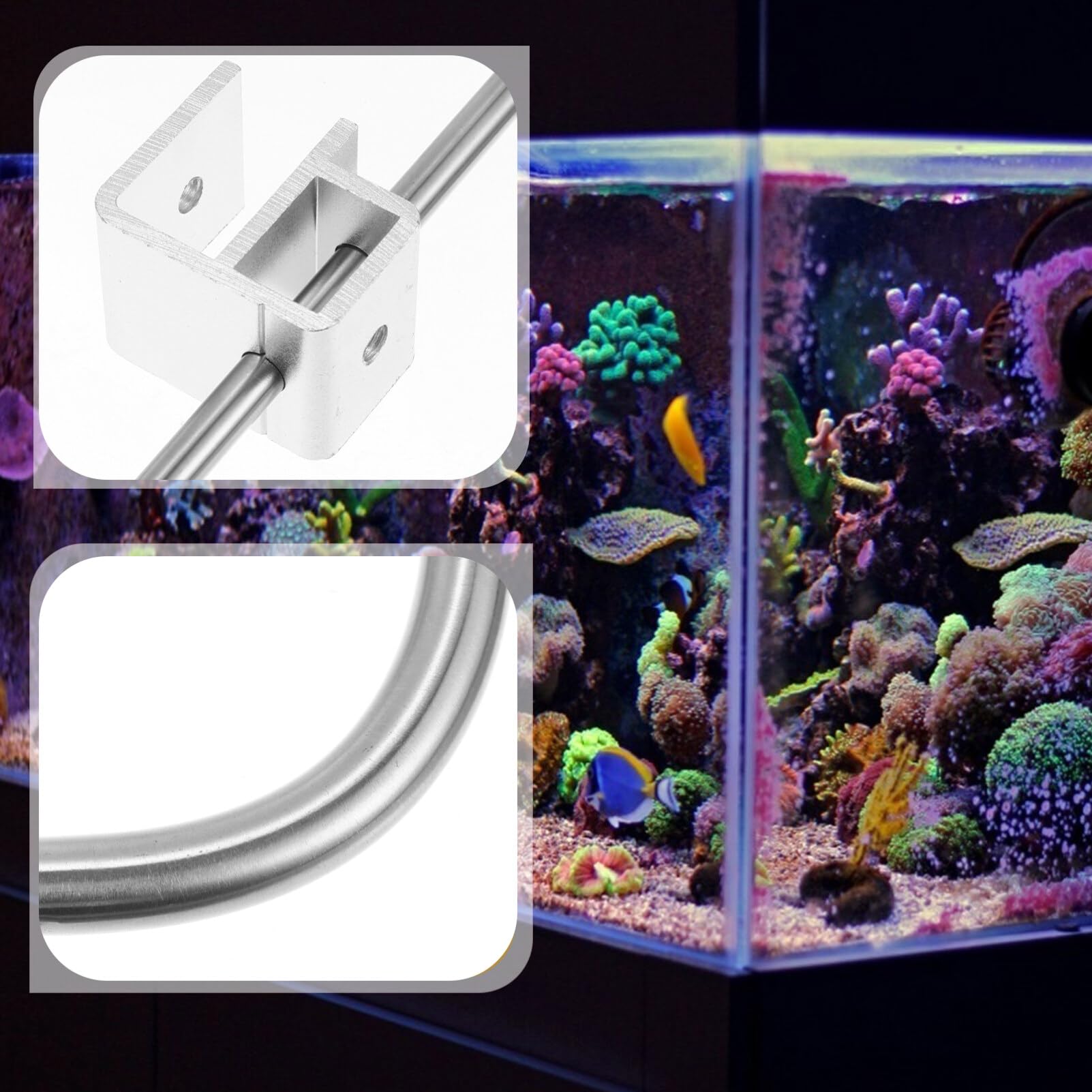 ULTECHNOVO Aquarium-Lichtstativ, Universelles Aquarium-Lichtarm-Montageset Aus Aluminiumlegierung Hängende Beleuchtungshalterung für Aquarien Geeignet für Einsiedlerkrebse Schildkröten Fische