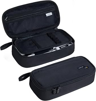 Four Candies Large Pencil Case, Black Pencil Pouch with Zipper
