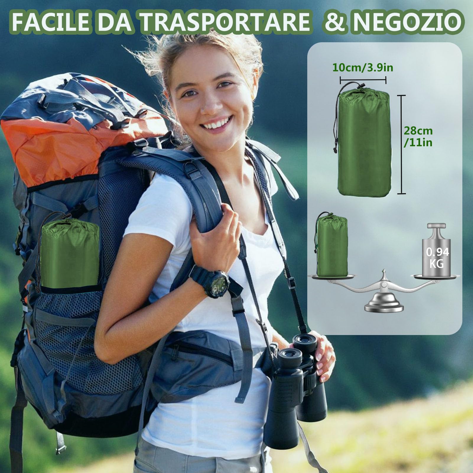 Materassino Autogonfiante Da Campeggio - Comodo E Portatile Con Spessore 10cm | Set Completo Con Tappi E Mascherina - Foto 8