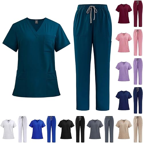 70% off promo code for Scrubs for Women Set V‑Neck Short Sleeve Medical Scrubs Sets on Amazon