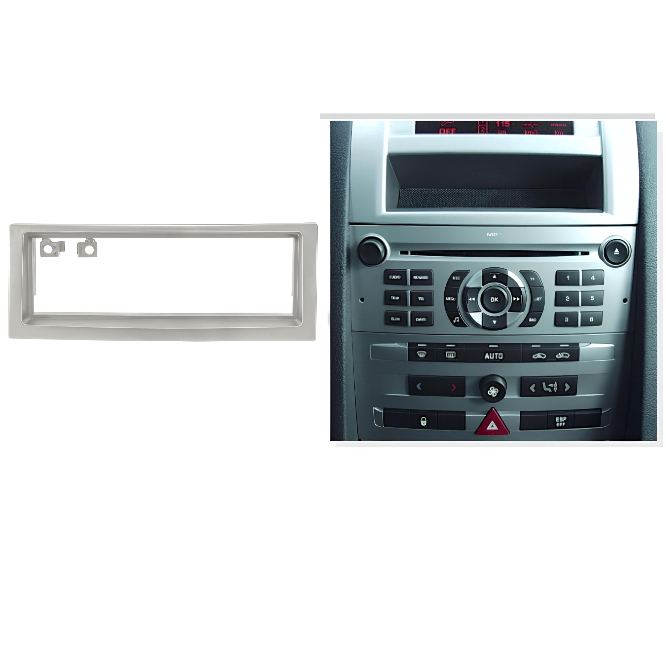 Sound-way Kit Montage Autoradio, Cadre Façade 1 DIN, Cable Adaptateur Connecteur ISO, Adaptateur Antenne, Clés Démontage Compatible avec Citroen C5 / Peugeot 407