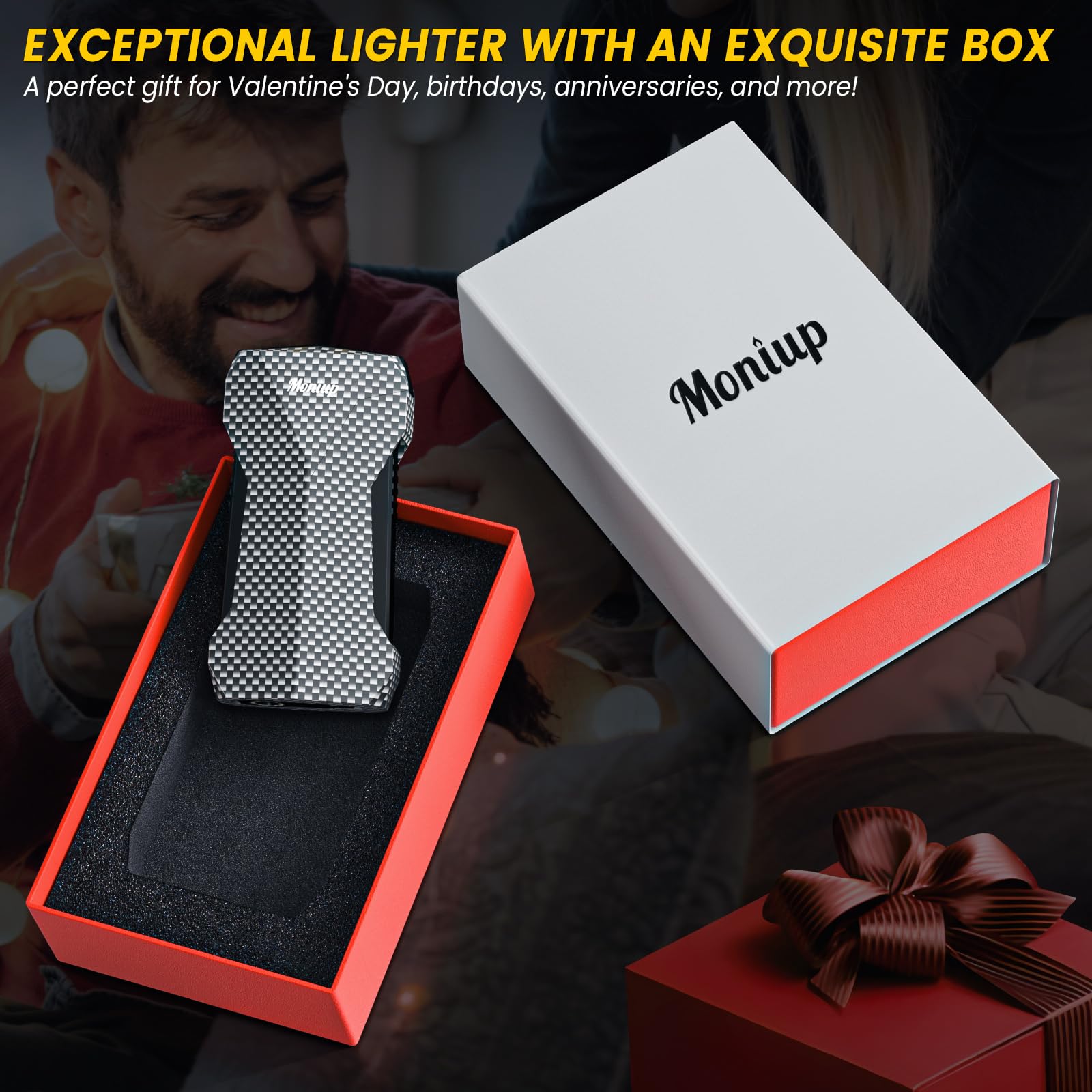 Torch Cigarette Lighter Windproof Torch Lighter - Creative Metal Butane Jet Flame Lighter, Outdoor Turbine Design, Blue Flame, Cool Gadget Gift For Men Cool Rock