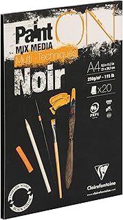 Clairefontaine Paint'ON Multi-Technique Black Paper Pad, 250 g, A4, 20 Sheets