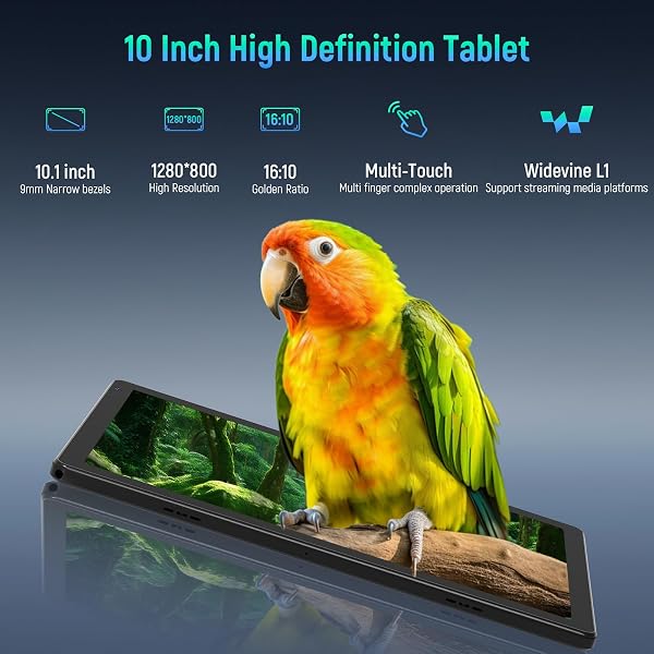 Whitedeer 10 inch Android 15 Tablet, Android Tablet with 30GB+128GB+1TB, Face ID, 5MP 8MP Camera, Split Screen, 1280x800 IPS Display, 5000mAh Battery, WiFi 6 5G 2.4G, Bluetooth 5.3, Widevine L1, Black - 5