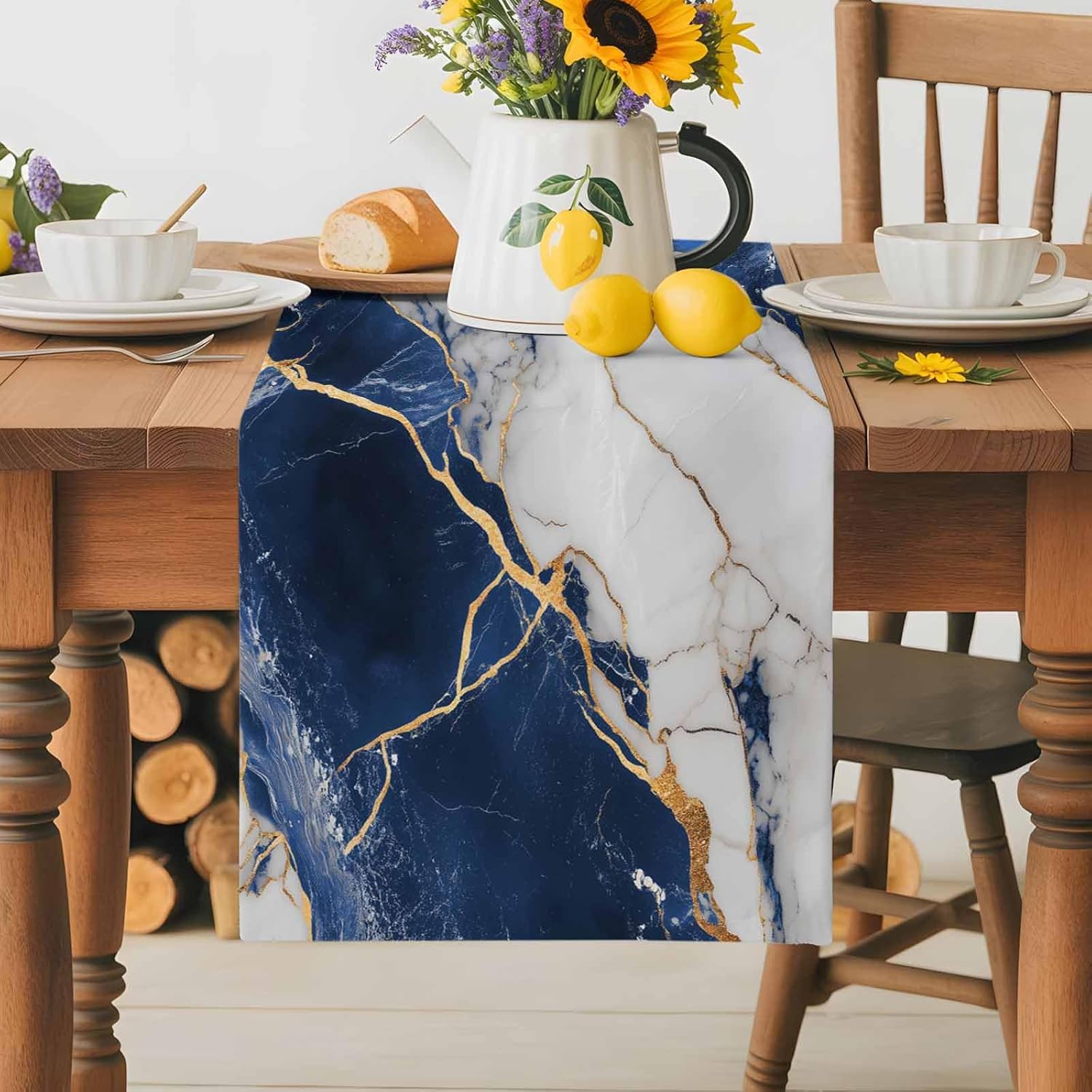 Table Runner-120 Inches Long Abstract Marble Tie Dye Art Tablerunners Decorative Dresser Scarves Colorful Gradient Fluid Theme Tabletop Scarf for Indoor Outdoor Wedding Holiday Party