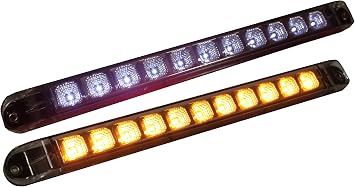 2 Sparkling 1 Amber + 1 White LED 17" Identification Light Bar/Emergency Back-up Reverse Fog Turn Signal for Truck Trailer RV Clear Lens